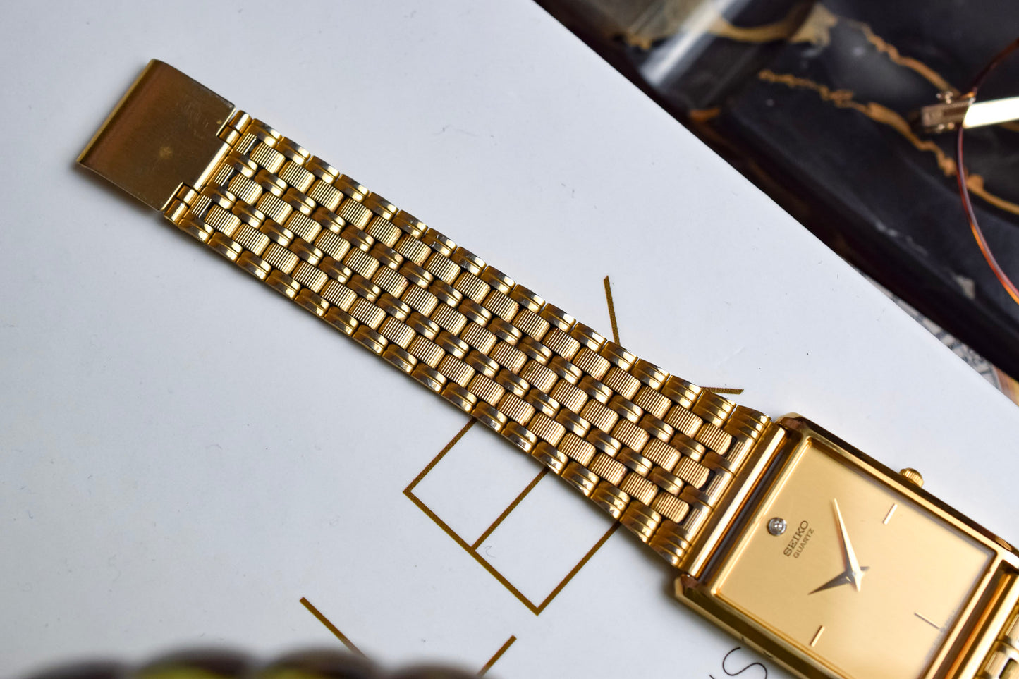 1991 Seiko Champagne Diamond Dial Tank