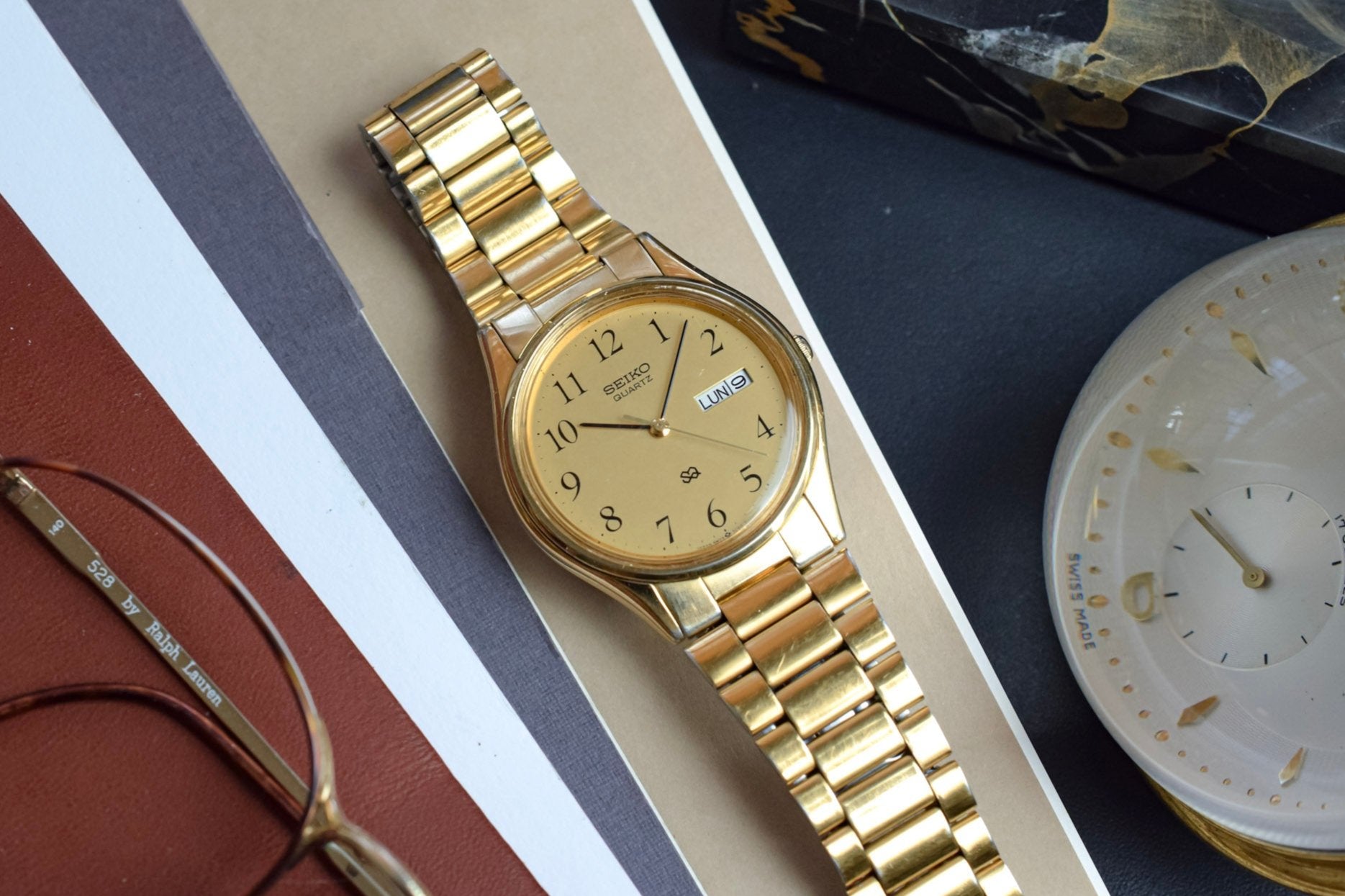1987 Seiko SQ Golden Arabic Day-Date – Oldtimer Watch Shop