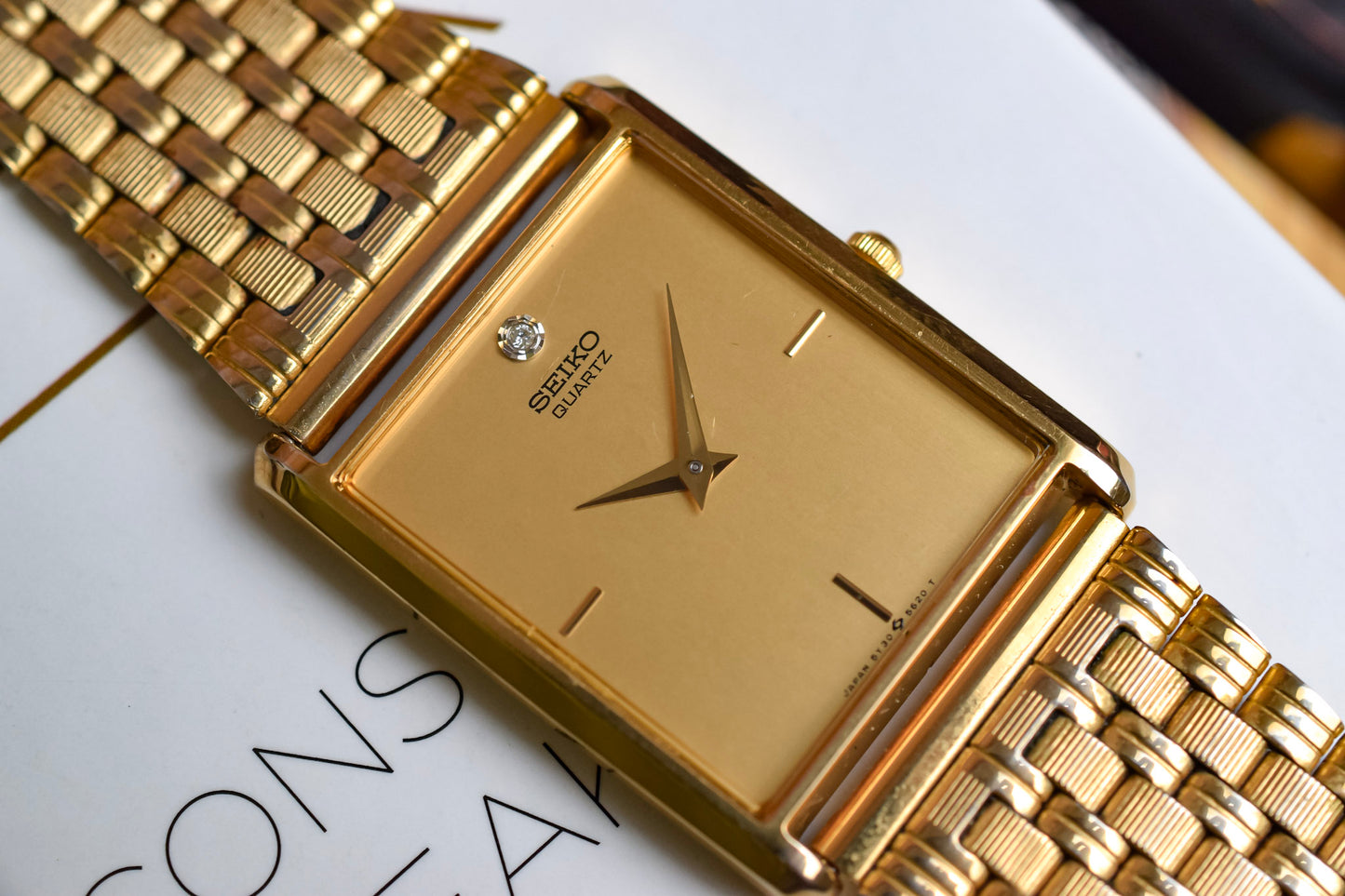 1991 Seiko Champagne Diamond Dial Tank