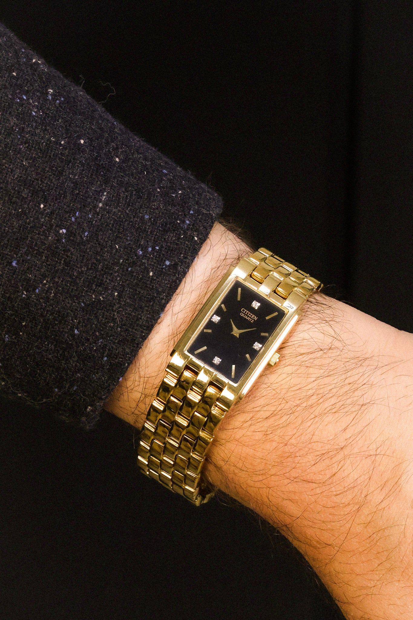 1984 Citizen Golden Diamond Dial Cuff