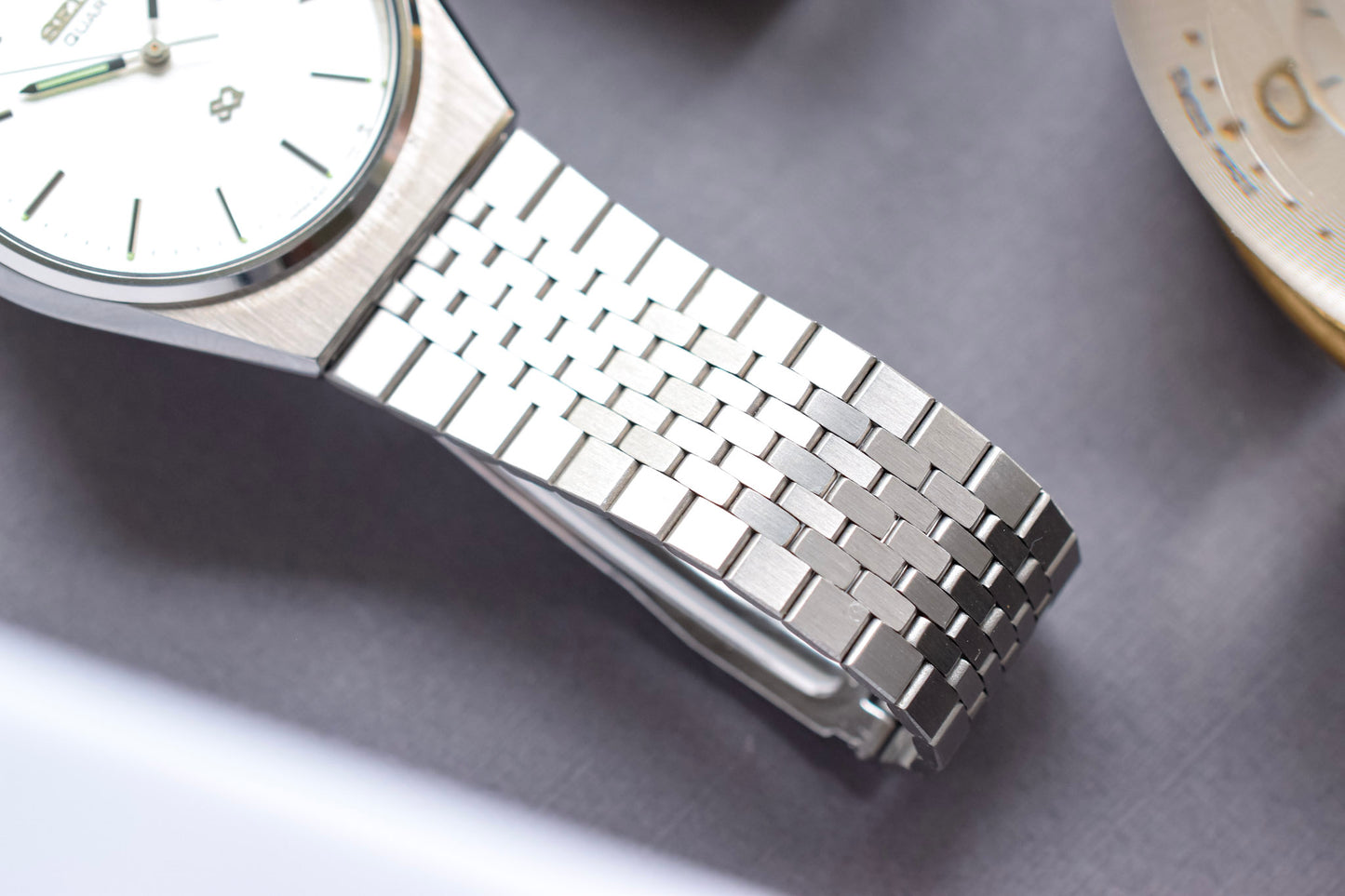 1985 Seiko SQ NOS Silver Spanish Day-Date