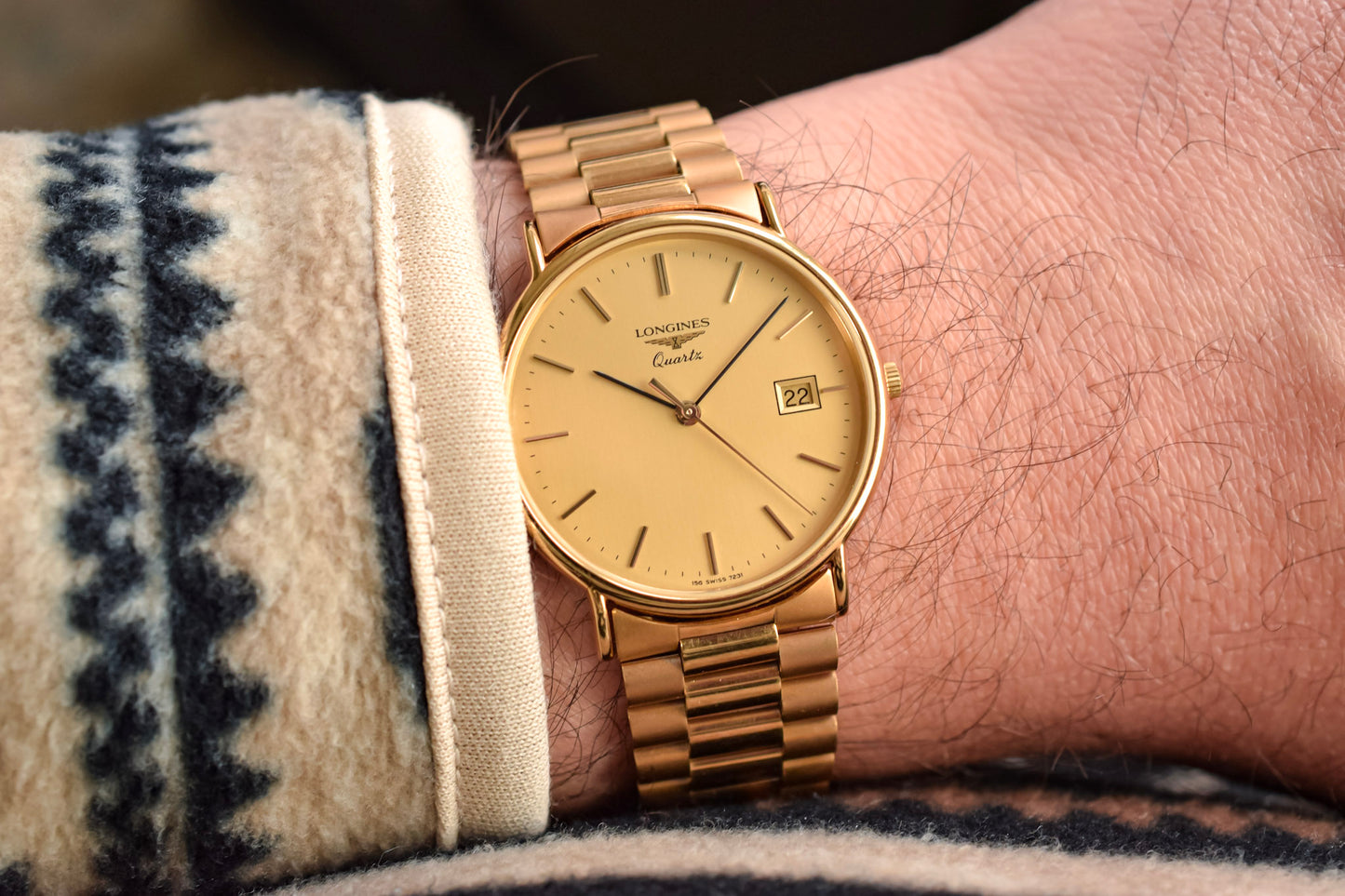 Vintage Longines Quartz Champagne Calendar