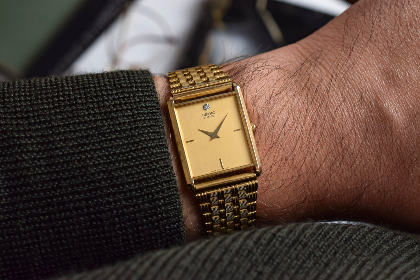 1991 Seiko Champagne Diamond Dial Tank