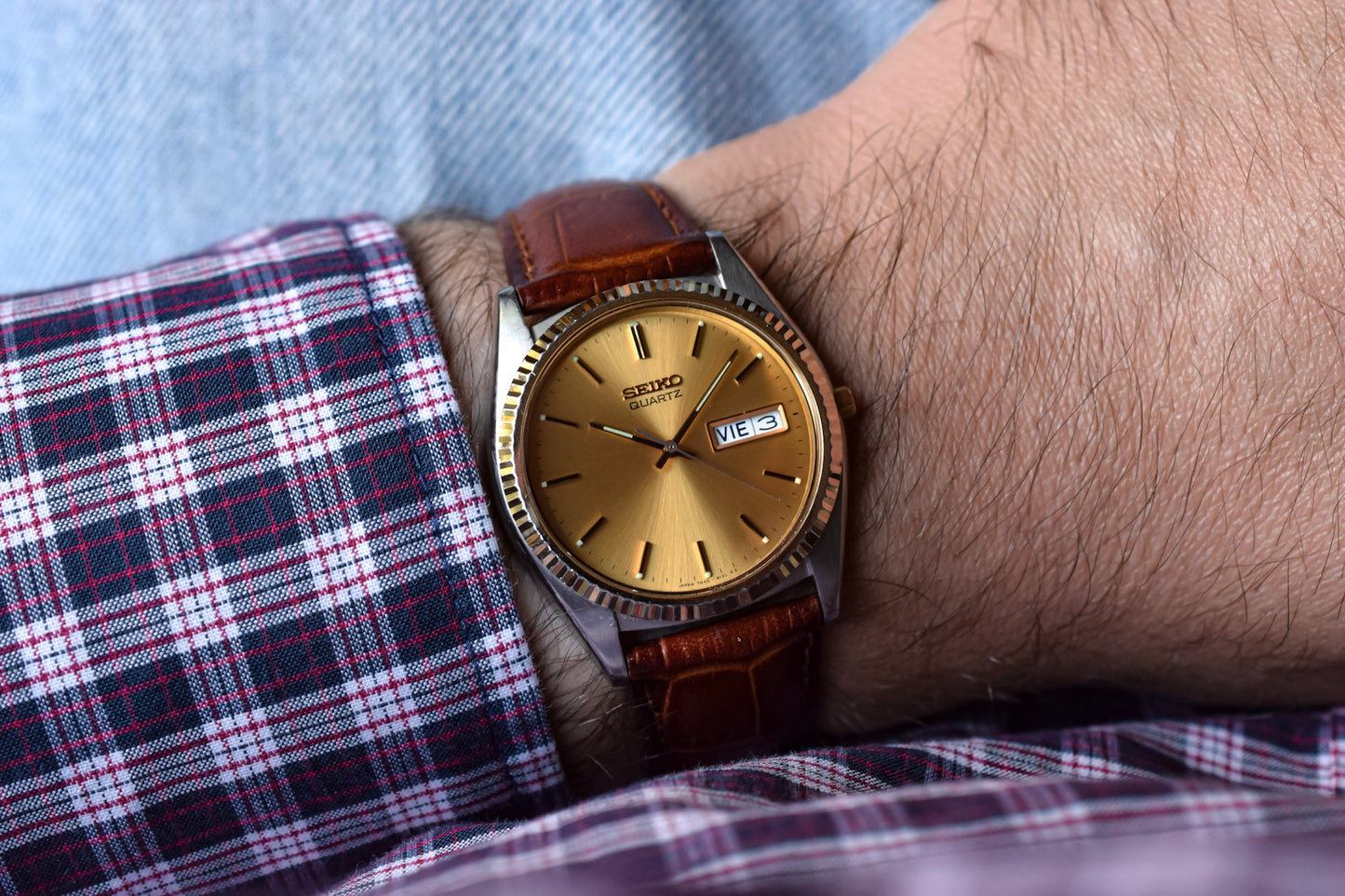 1988 Seiko Champagne Fluted Bezel Day-Date