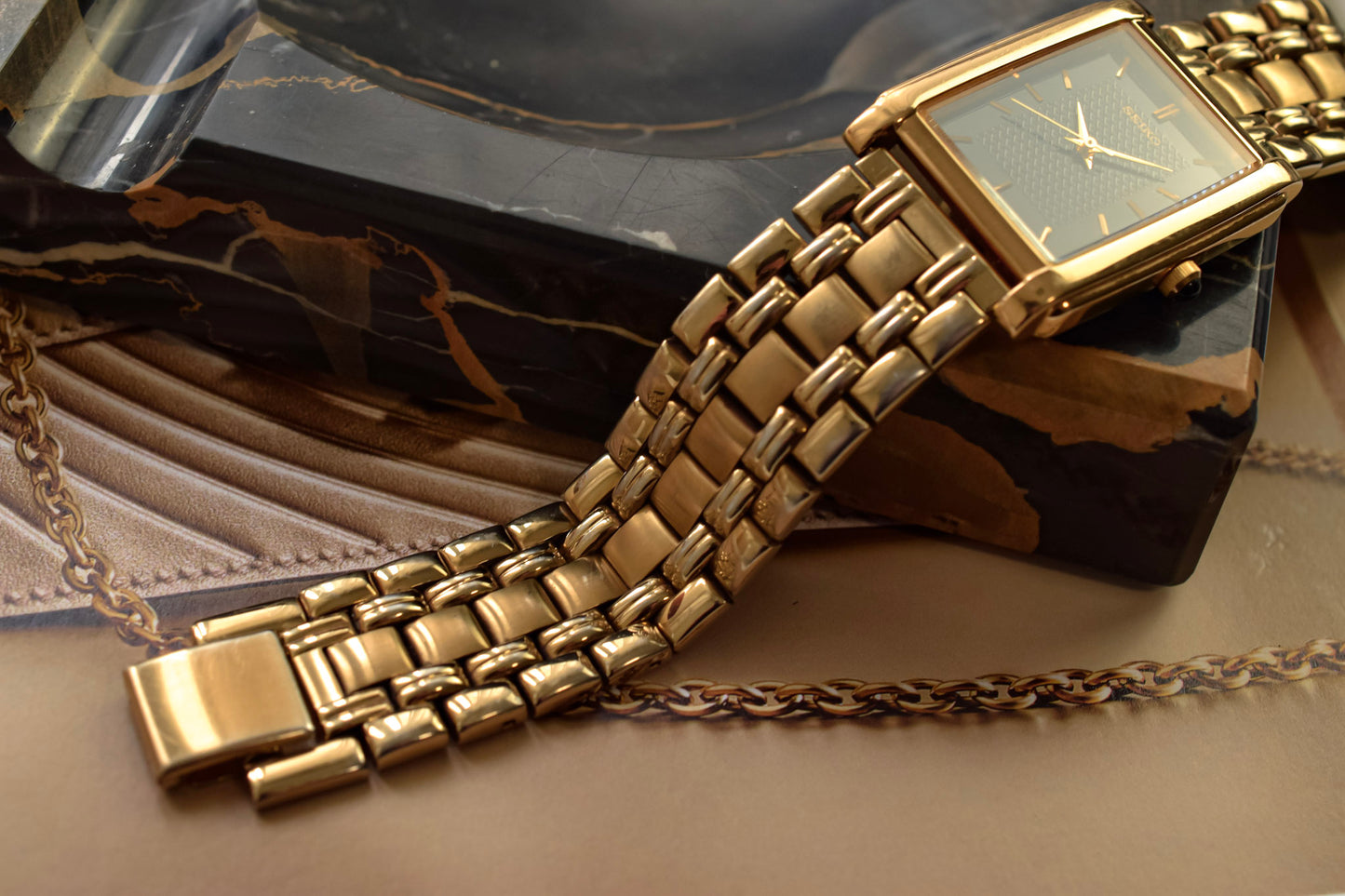 1997 Seiko Gilt Stepped Case Tank