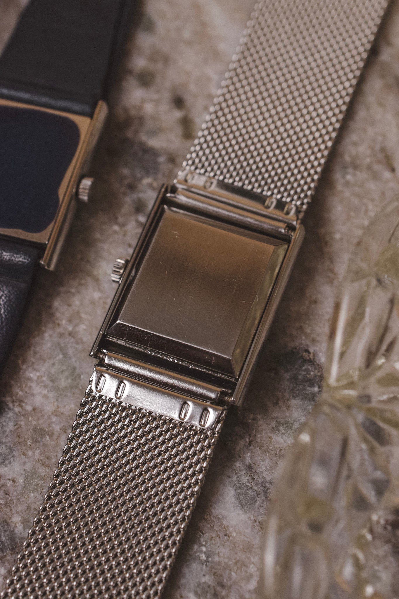 1970s Omega De Ville Steel Silver Quadrant Tank