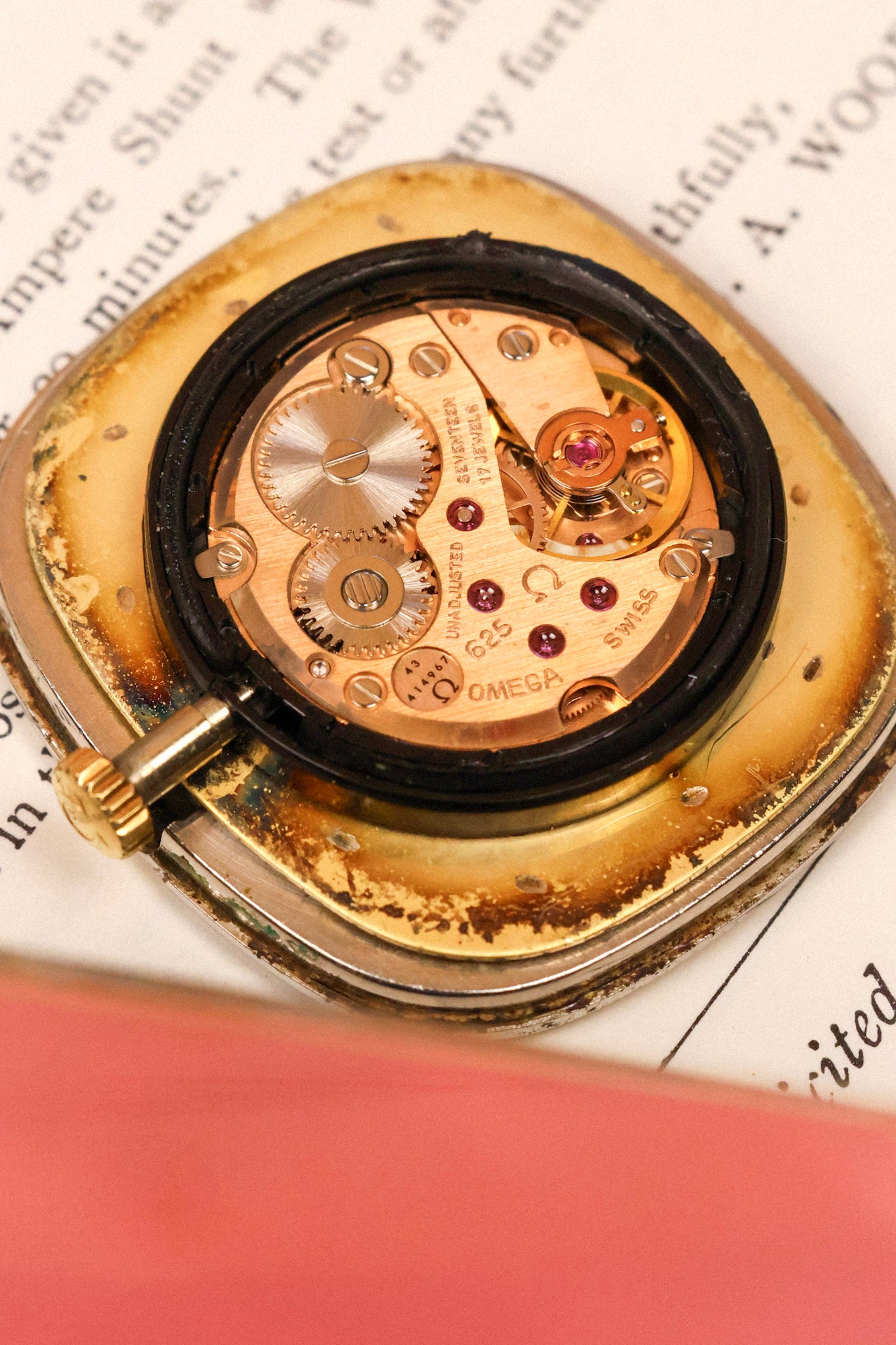 1970s Omega De Ville Golden Hobnail Motif Ellipse