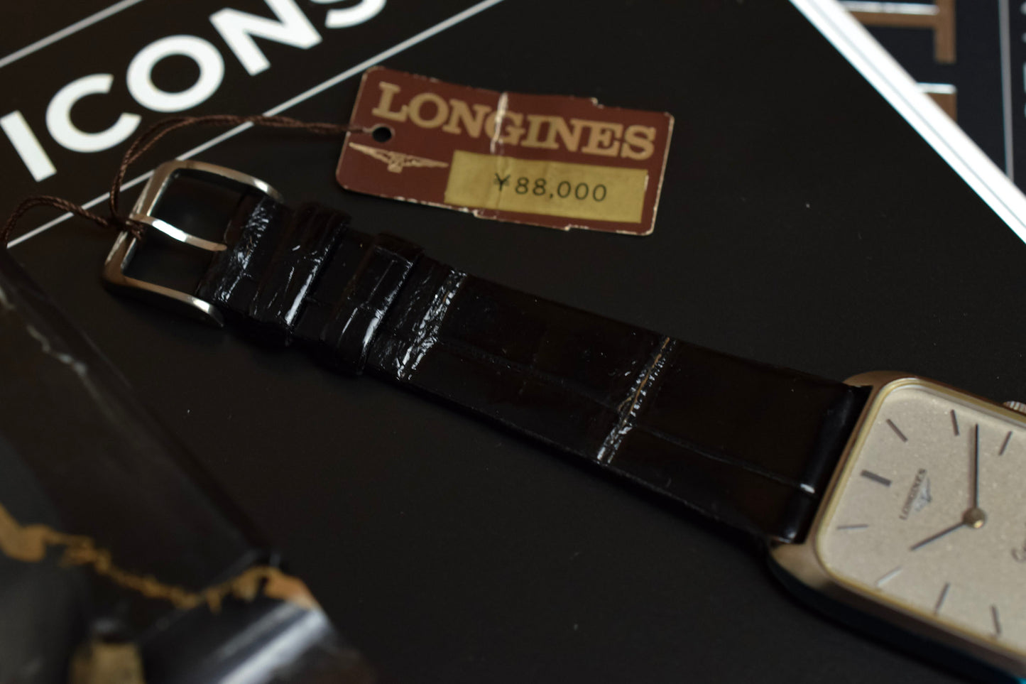 Vintage NOS Longines Quartz Sparkle Dial Steel Tank