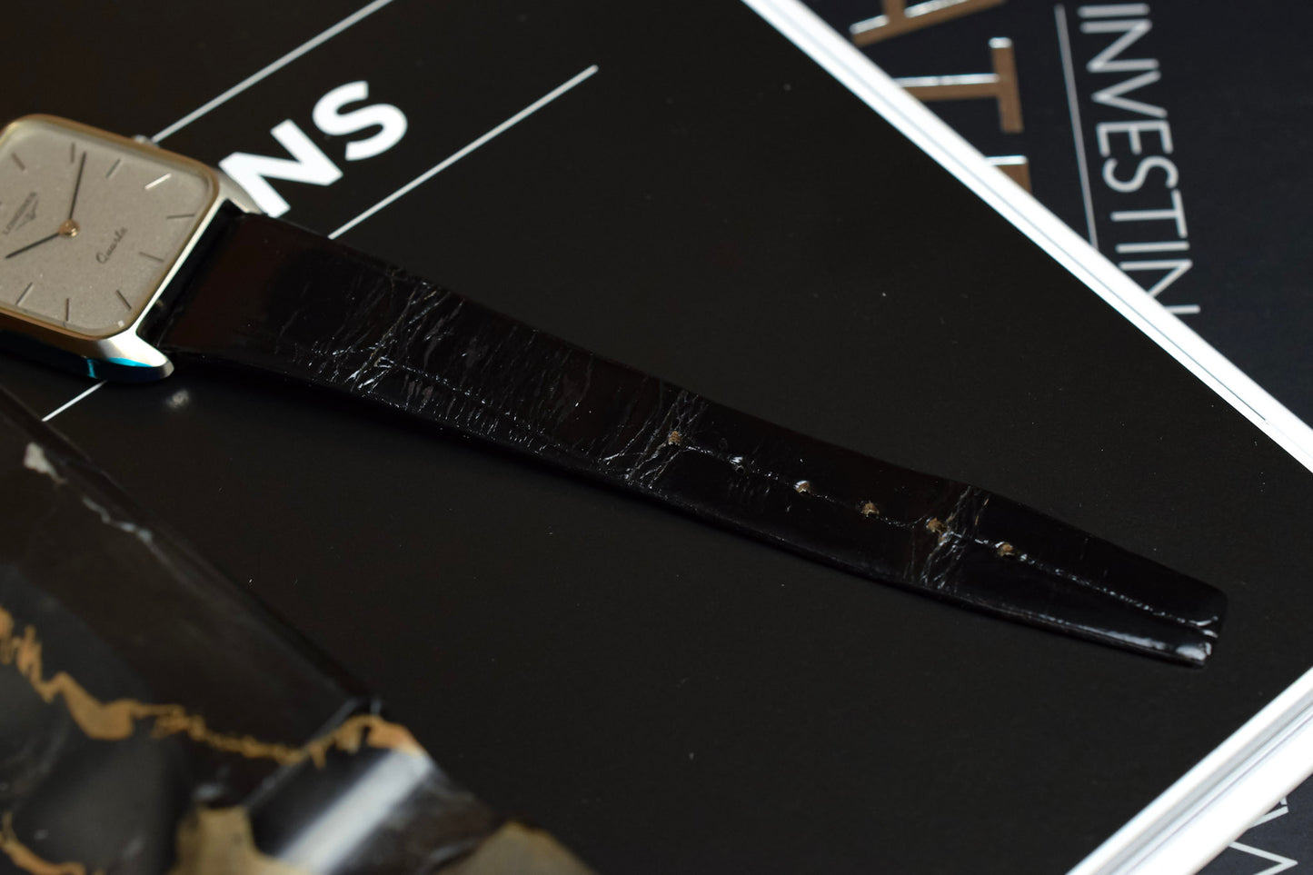 Vintage NOS Longines Quartz Sparkle Dial Steel Tank