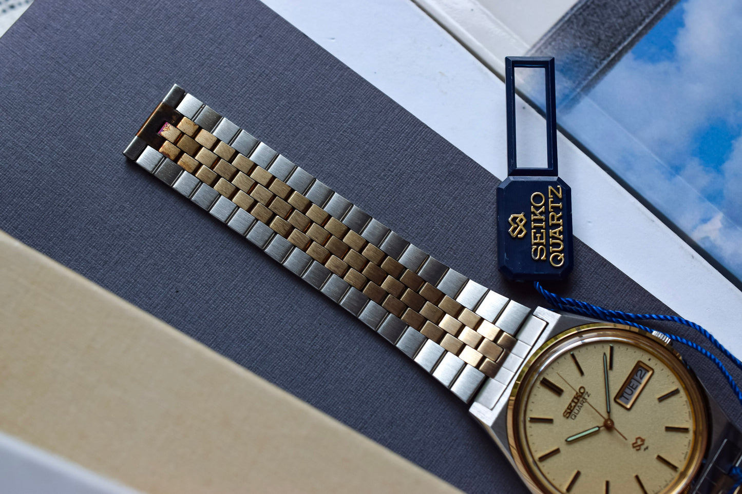 1982 NOS Seiko SQ Champagne Sparkle Dial Day-Date