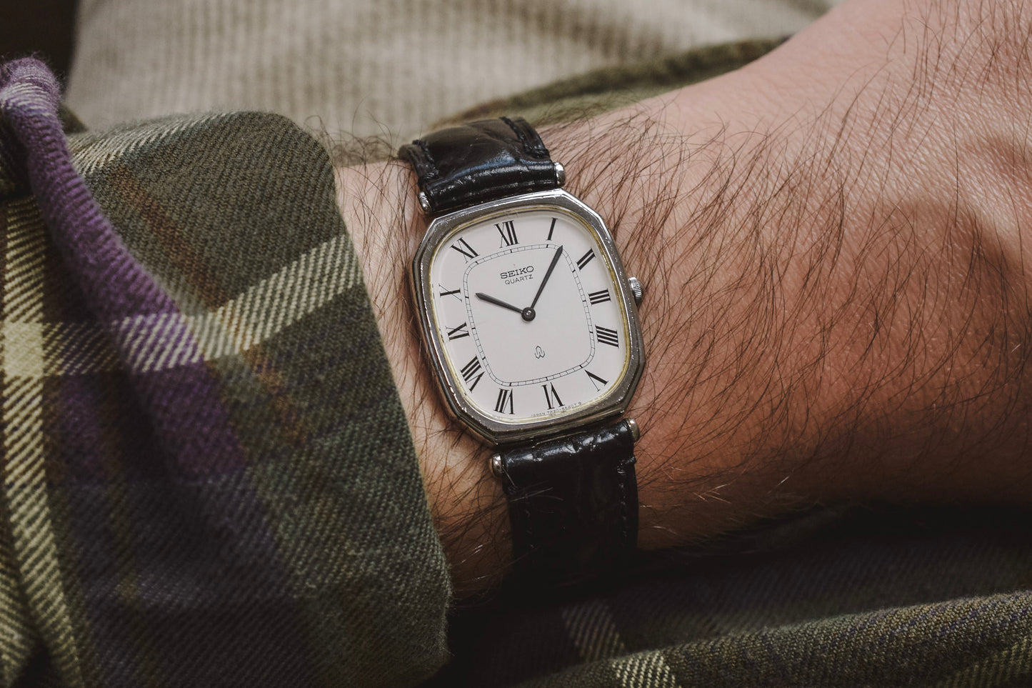 1979 Seiko Palladium Plated Shrouded Lug Roman Octo