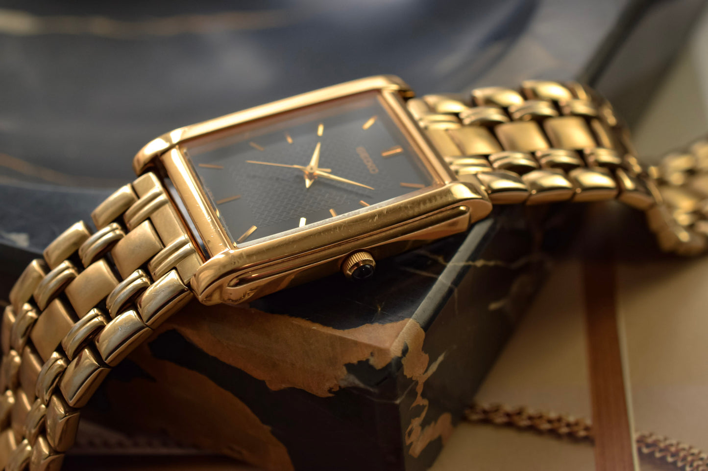 1997 Seiko Gilt Stepped Case Tank