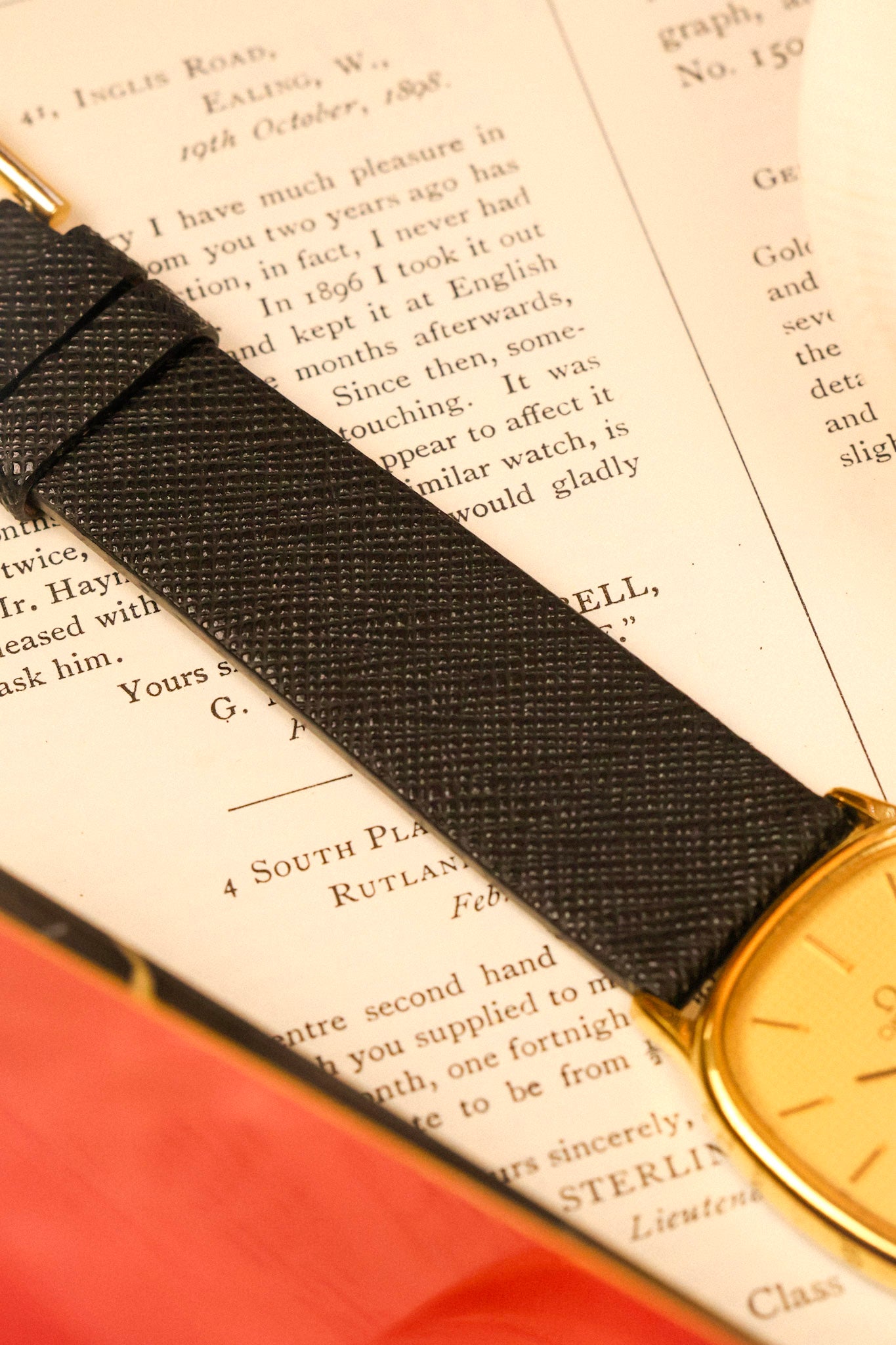 1970s Omega De Ville Golden Hobnail Motif Ellipse