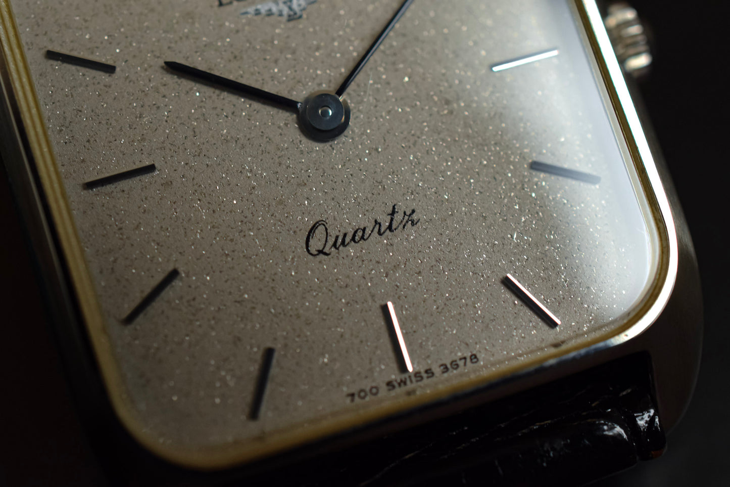 Vintage NOS Longines Quartz Sparkle Dial Steel Tank