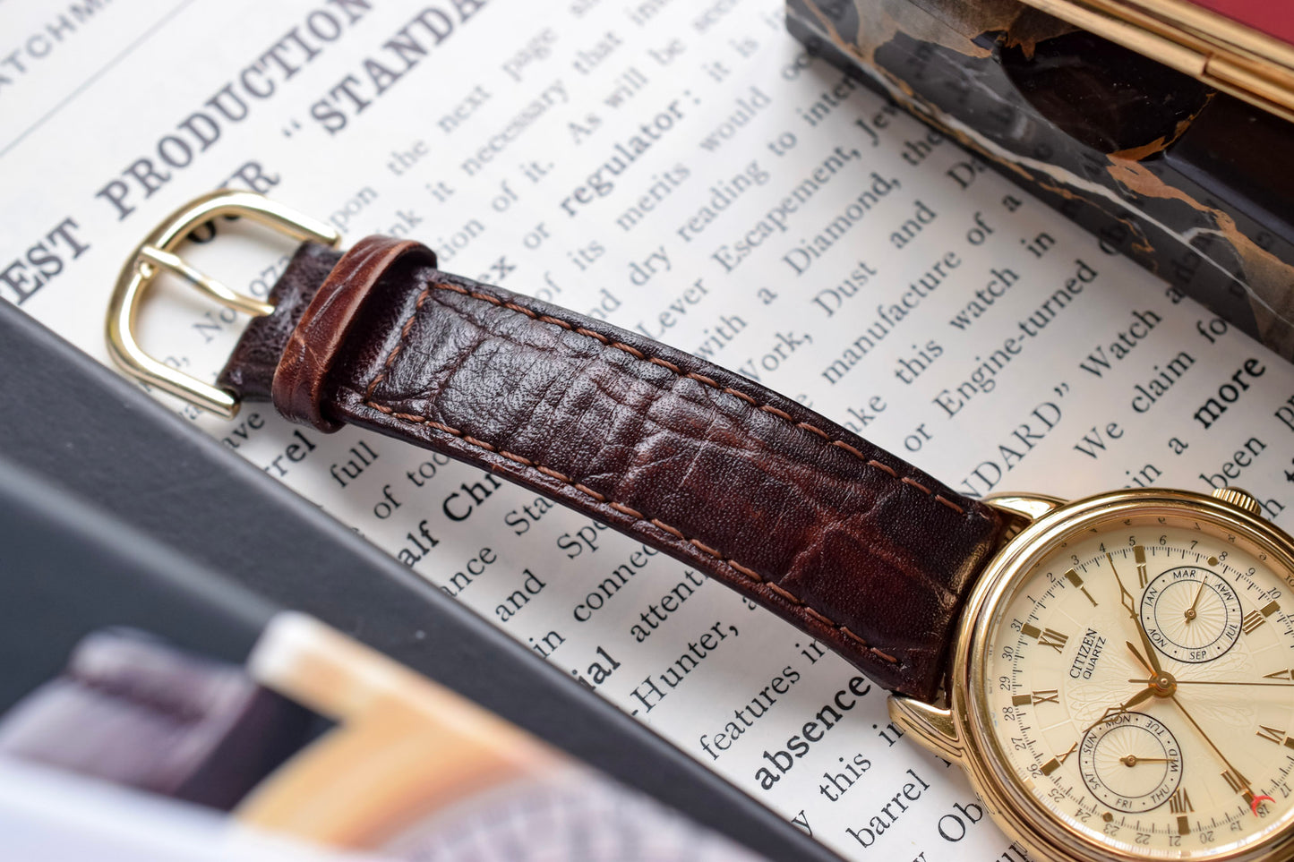 1992 Citizen Carved Dial Triple Calendar