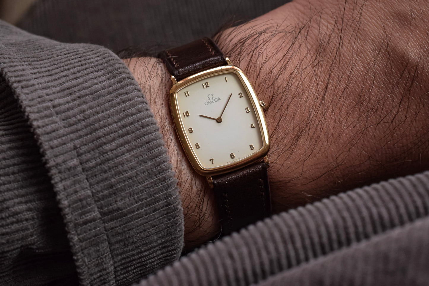 1980s Omega De Ville Quartz Arabic Dial Ellipse