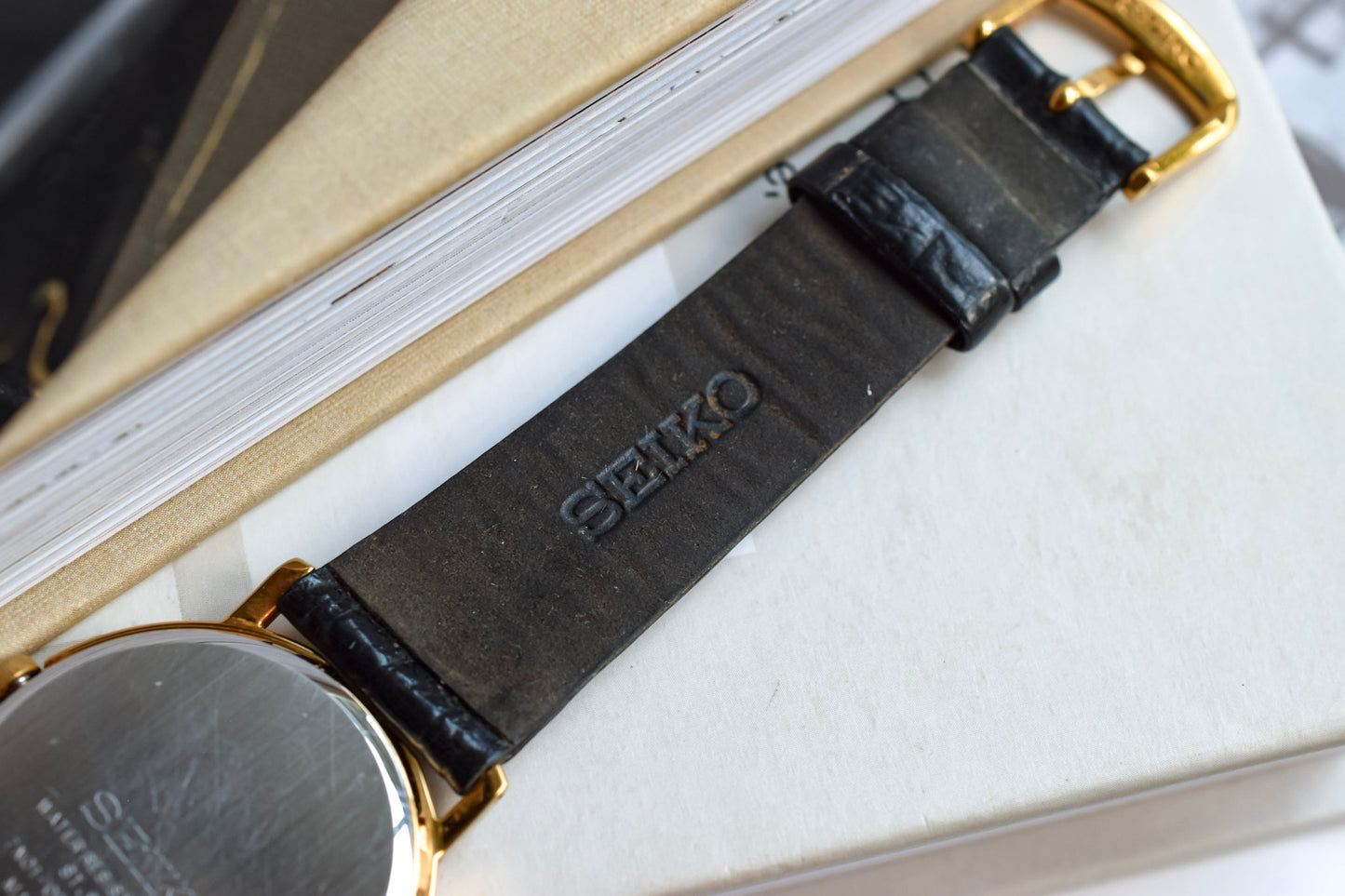 2003 Seiko Gold Tone Breguet Numerals - Black Strap