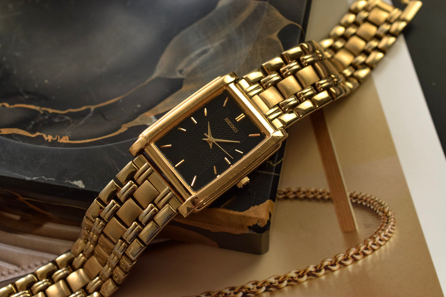 1997 Seiko Gilt Stepped Case Tank