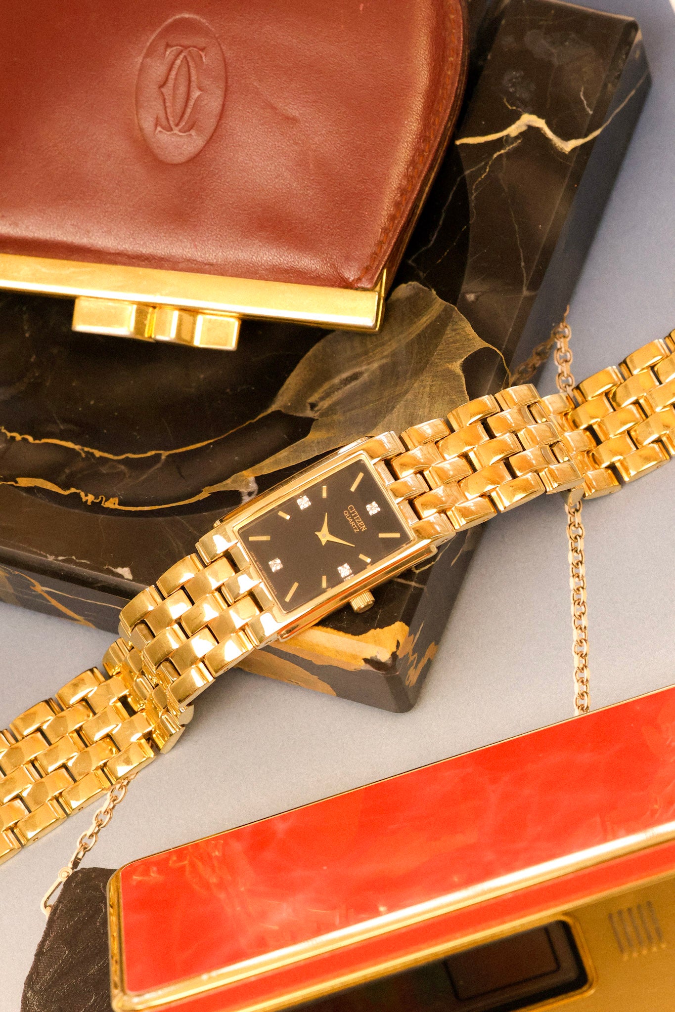 1984 Citizen Golden Diamond Dial Cuff