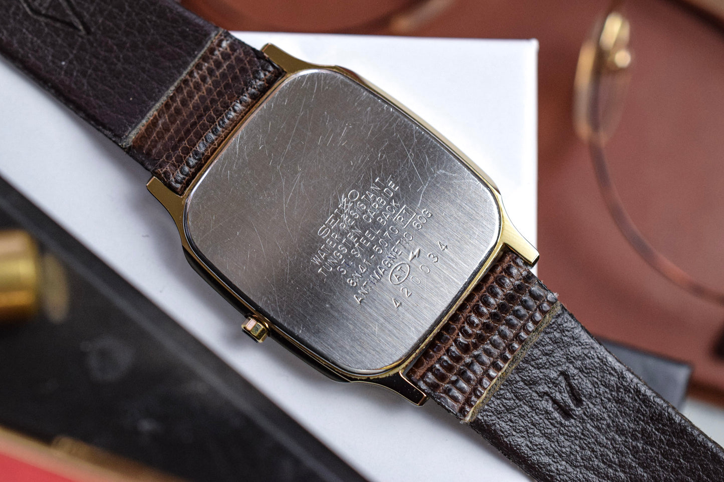 1984 Seiko Dolce Tungsten Carbide Snowflake Dial Tonneau