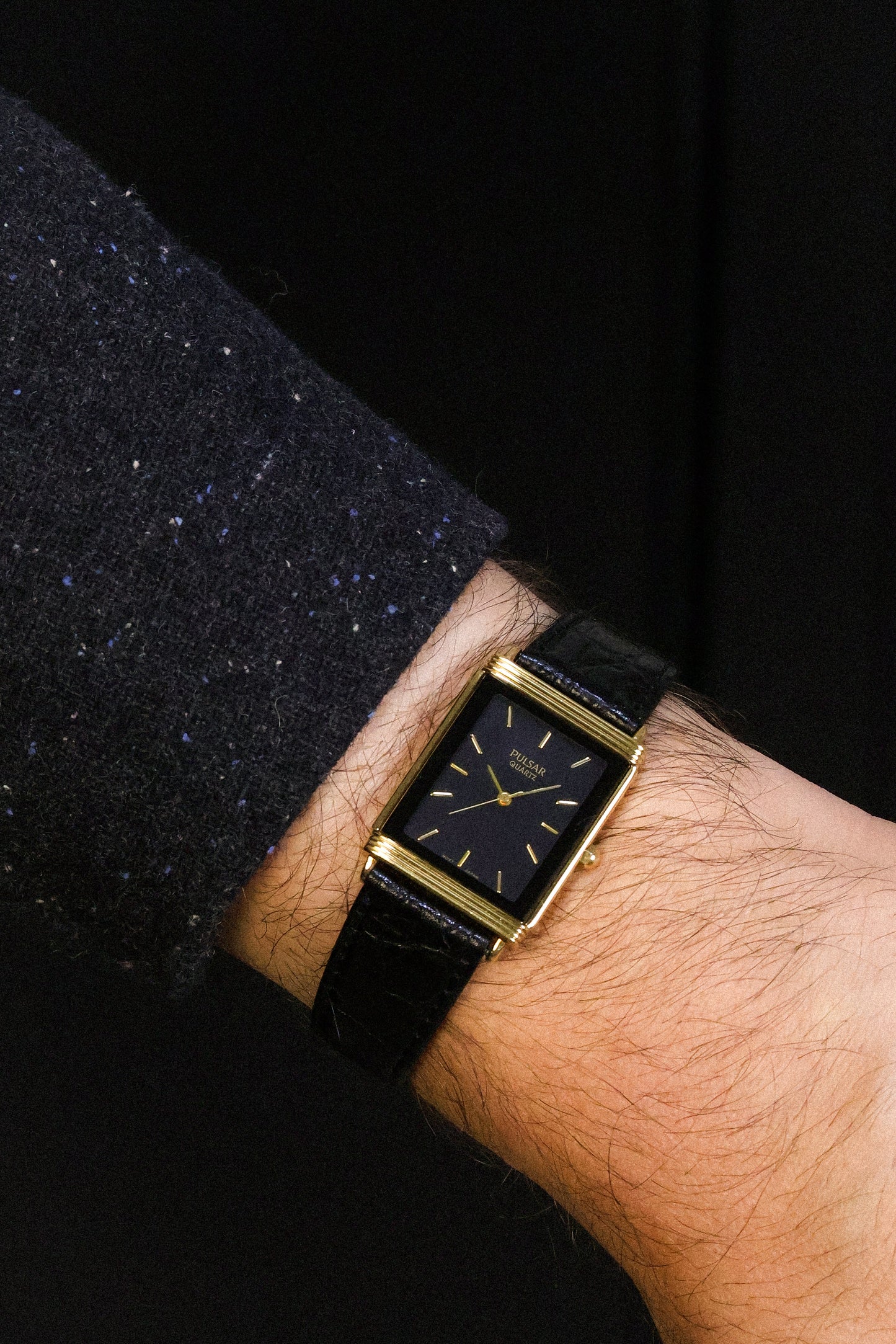1990s Pulsar Black Dial "Baby JLC" - New Old Stock