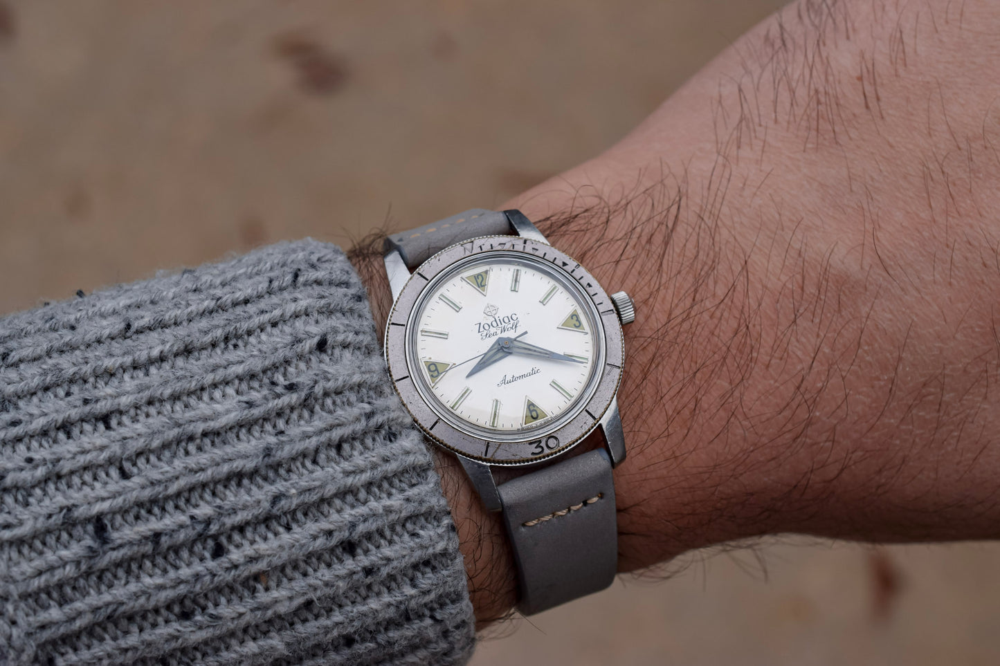Vintage Zodiac Sea Wolf White Dial