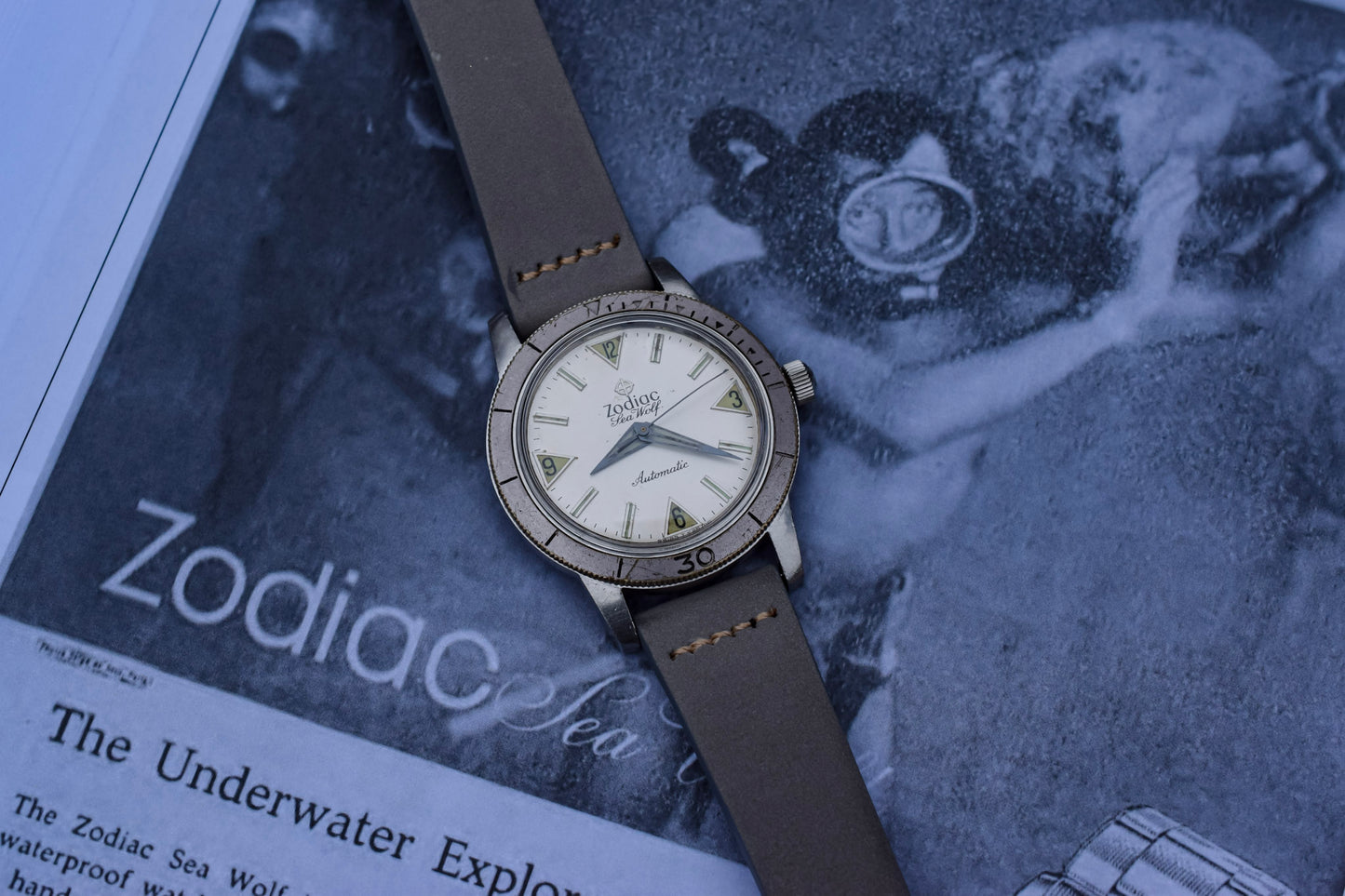 Vintage Zodiac Sea Wolf White Dial
