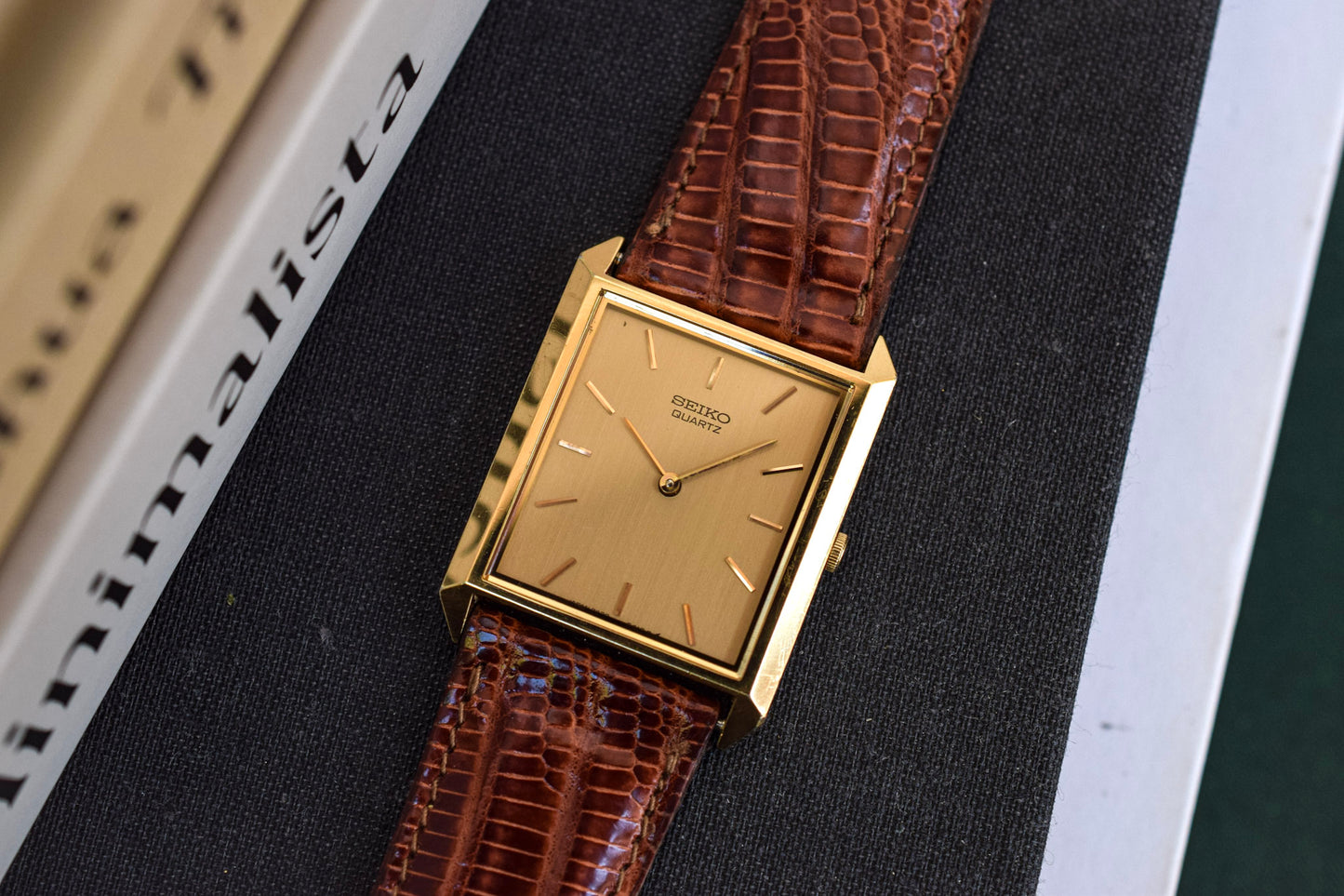 1983 Gold Tone Seiko Quartz Tank Watch