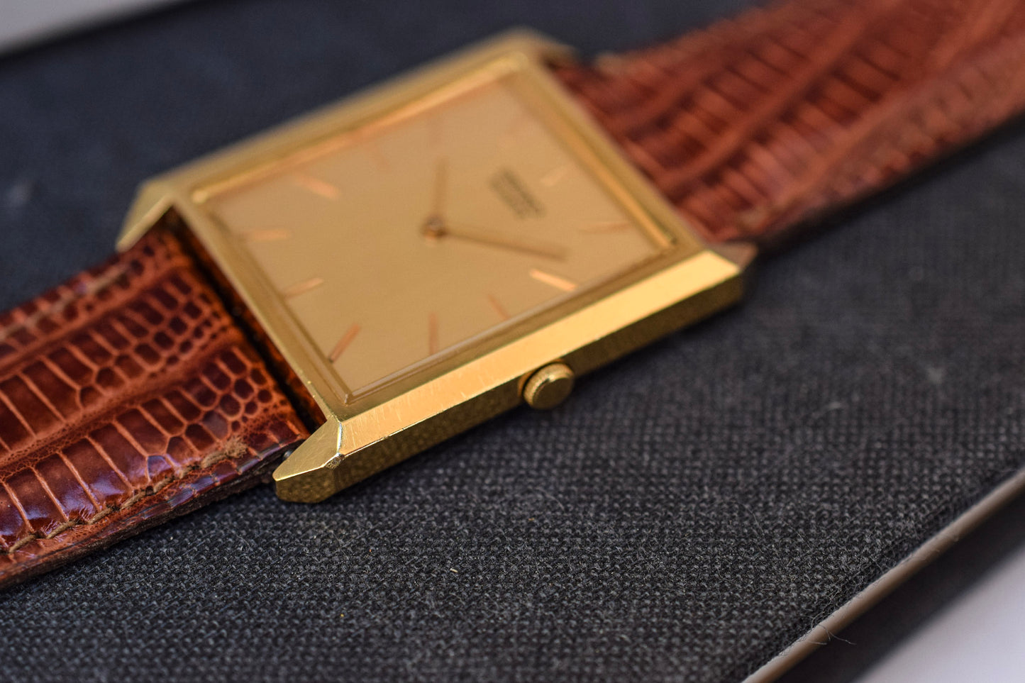 1983 Gold Tone Seiko Quartz Tank Watch