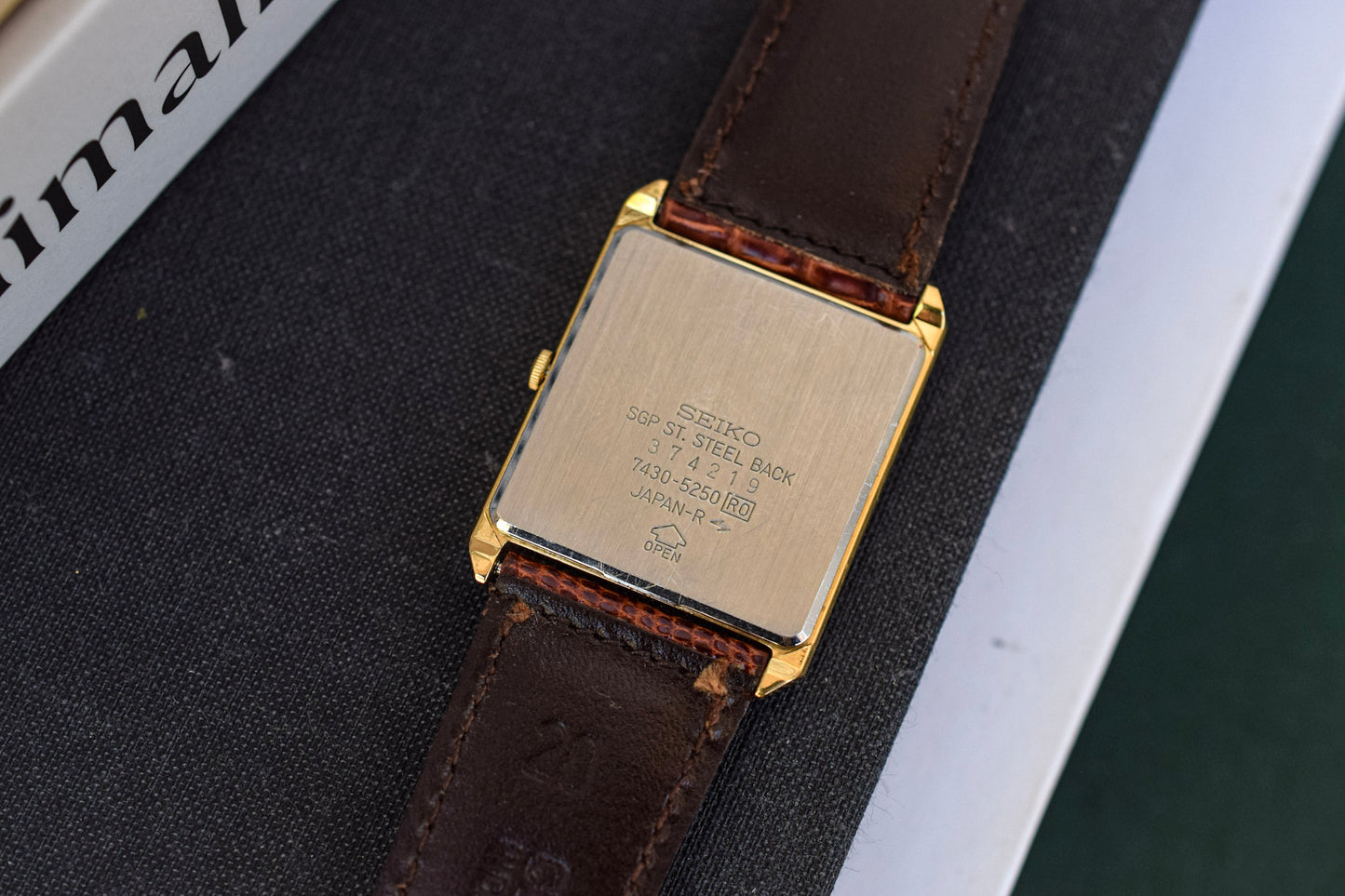 1983 Gold Tone Seiko Quartz Tank Watch