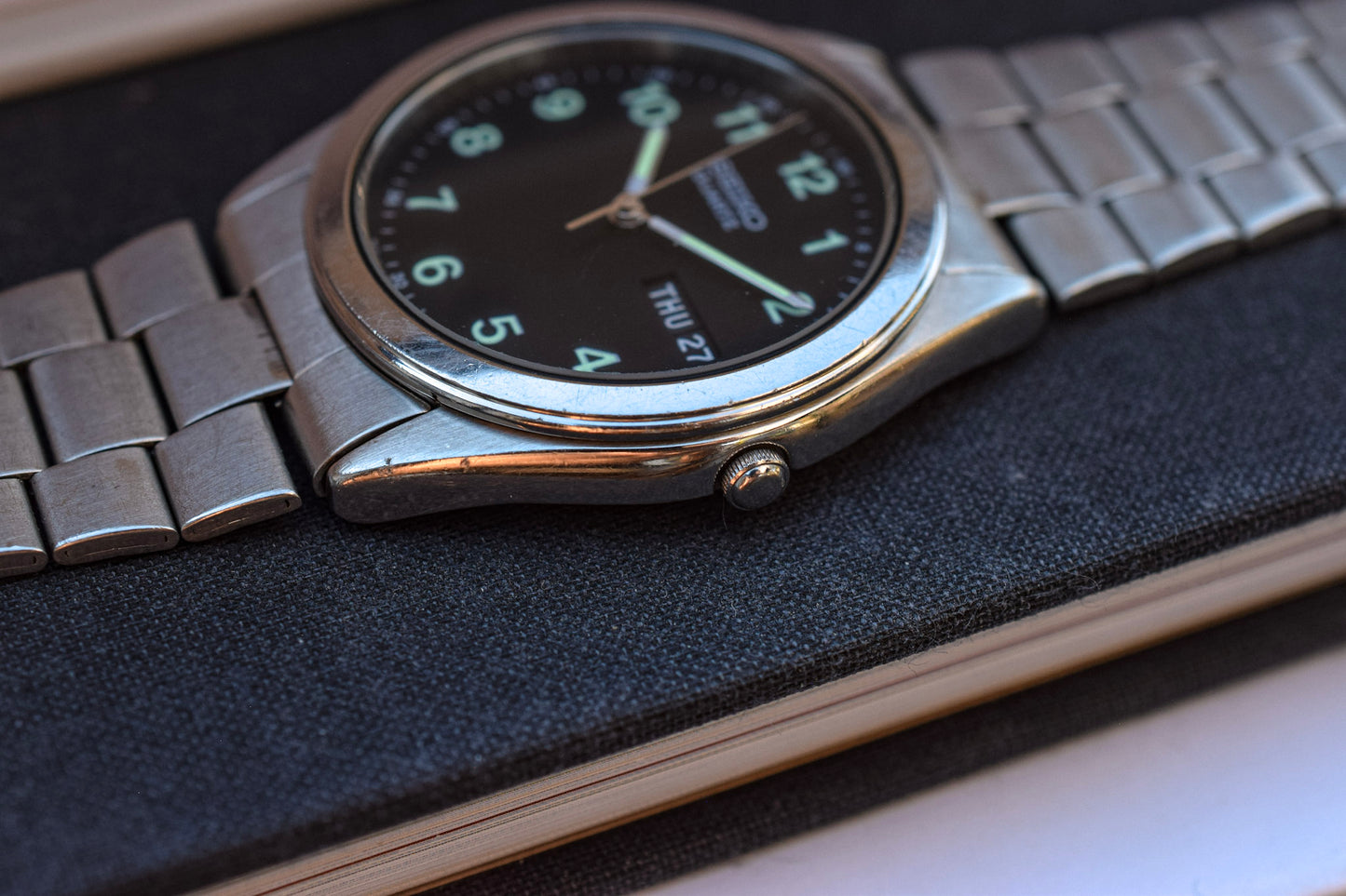 1993 Seiko Quartz Day/Date Black Dial Watch