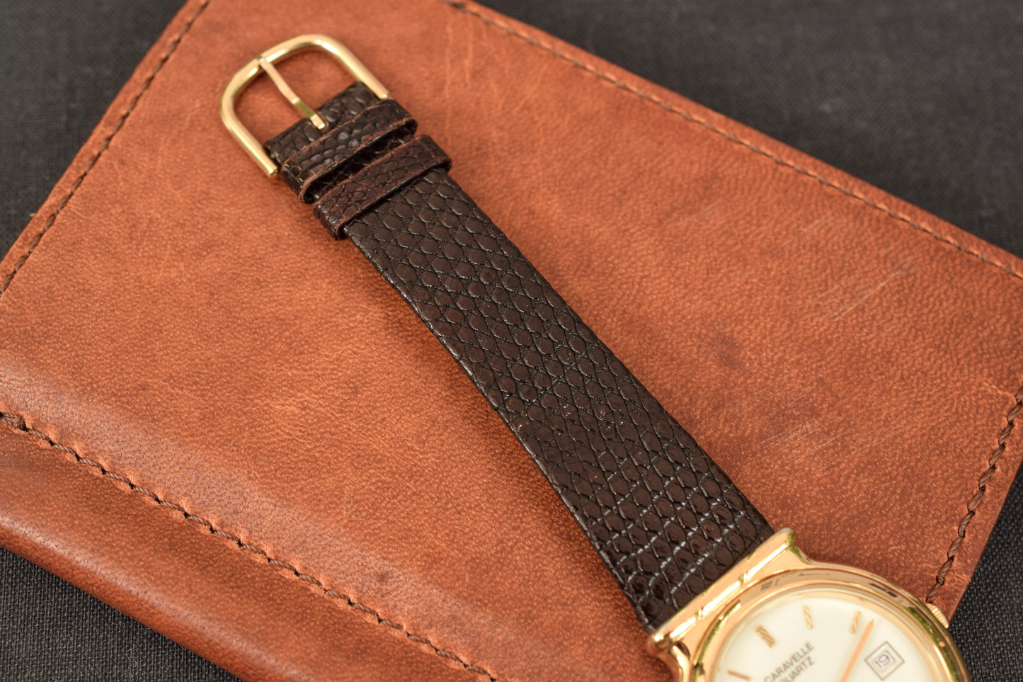 1990 Caravelle Shrouded Lugs Quartz Watch