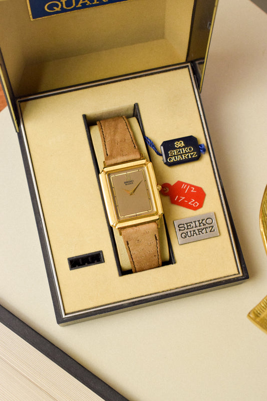 1985 Seiko Taupe Dial Picture Frame Tank - New Old Stock