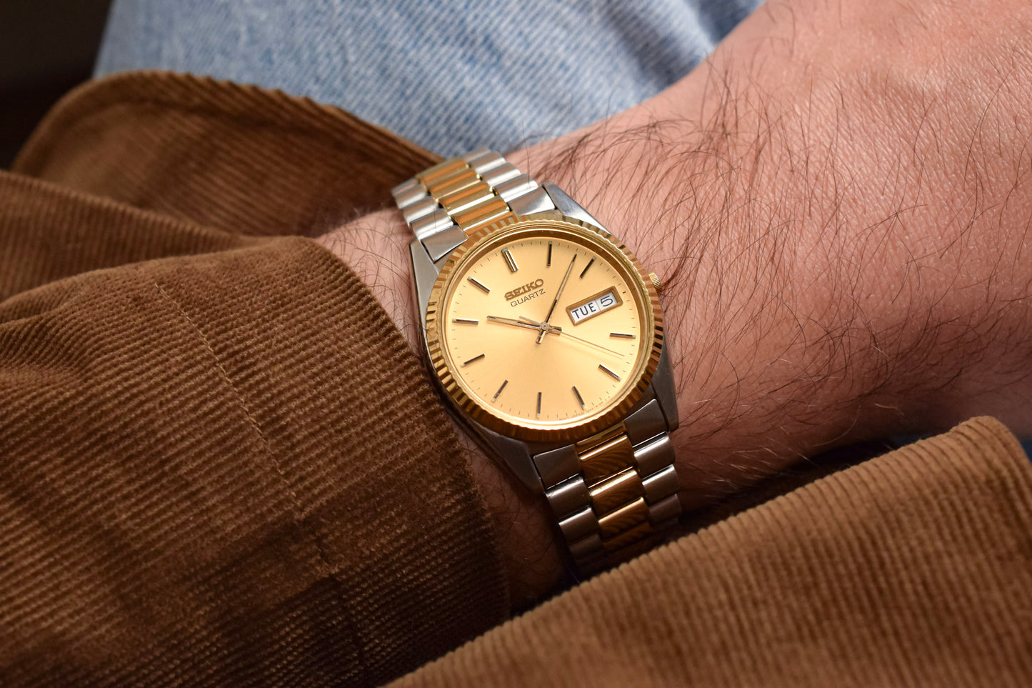 2001 Seiko Two Toned Champagne Dial Day-Date "President"