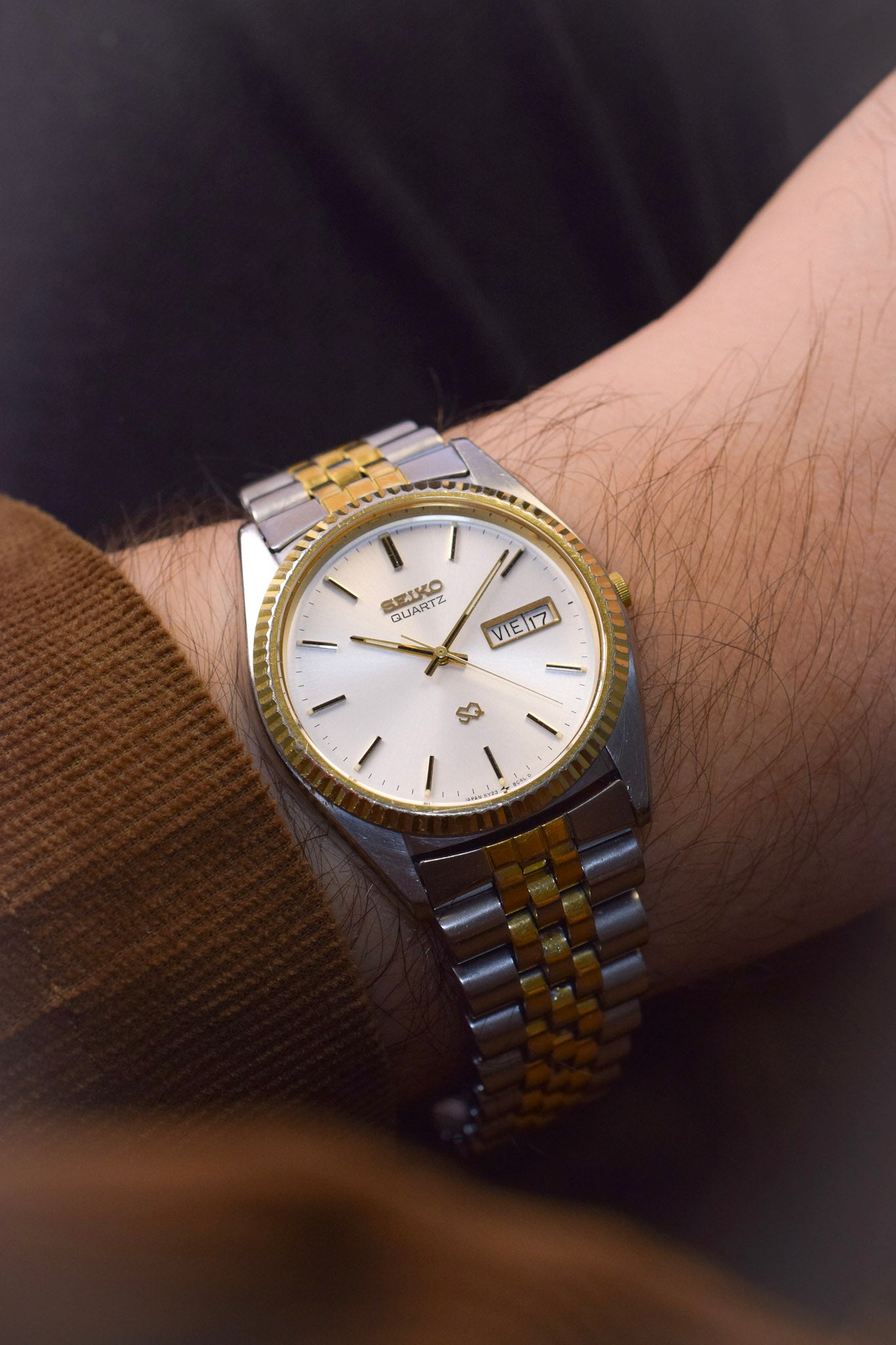 1990 Seiko SQ Silver Two Toned Jubilee Prez