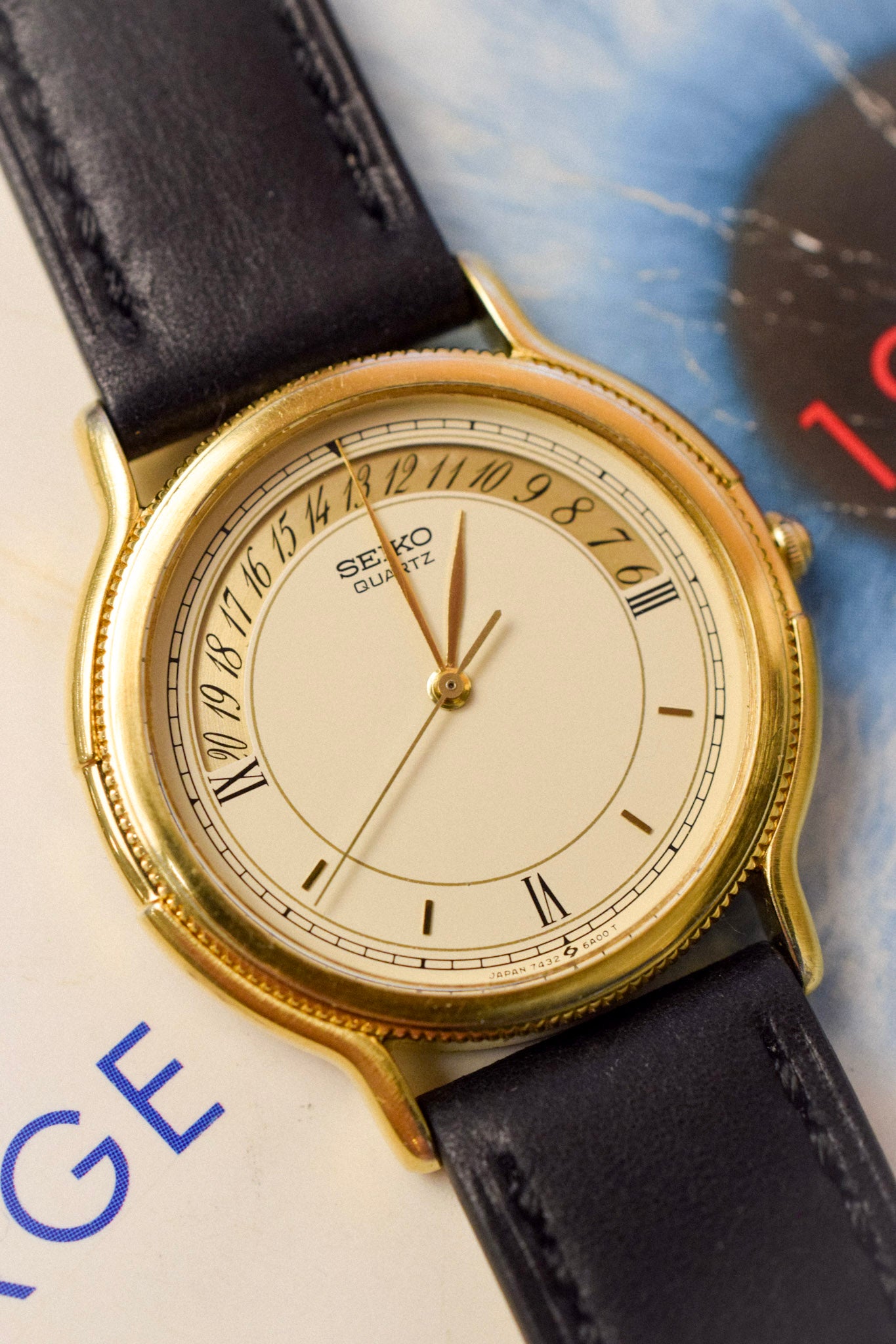 1984 Seiko Arched Calendar Coin Edge Bezel Calatrava