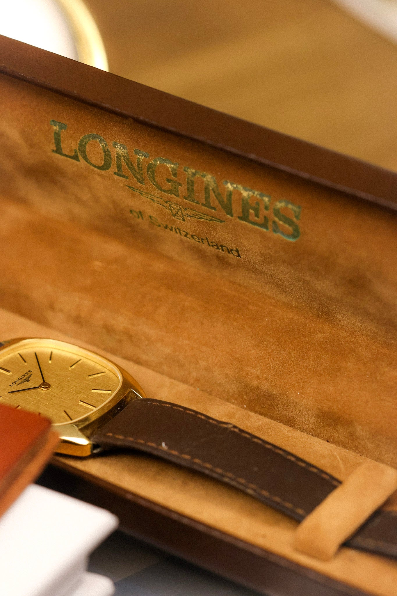 70s Longines Mechanical Linen Tonneau - In Box