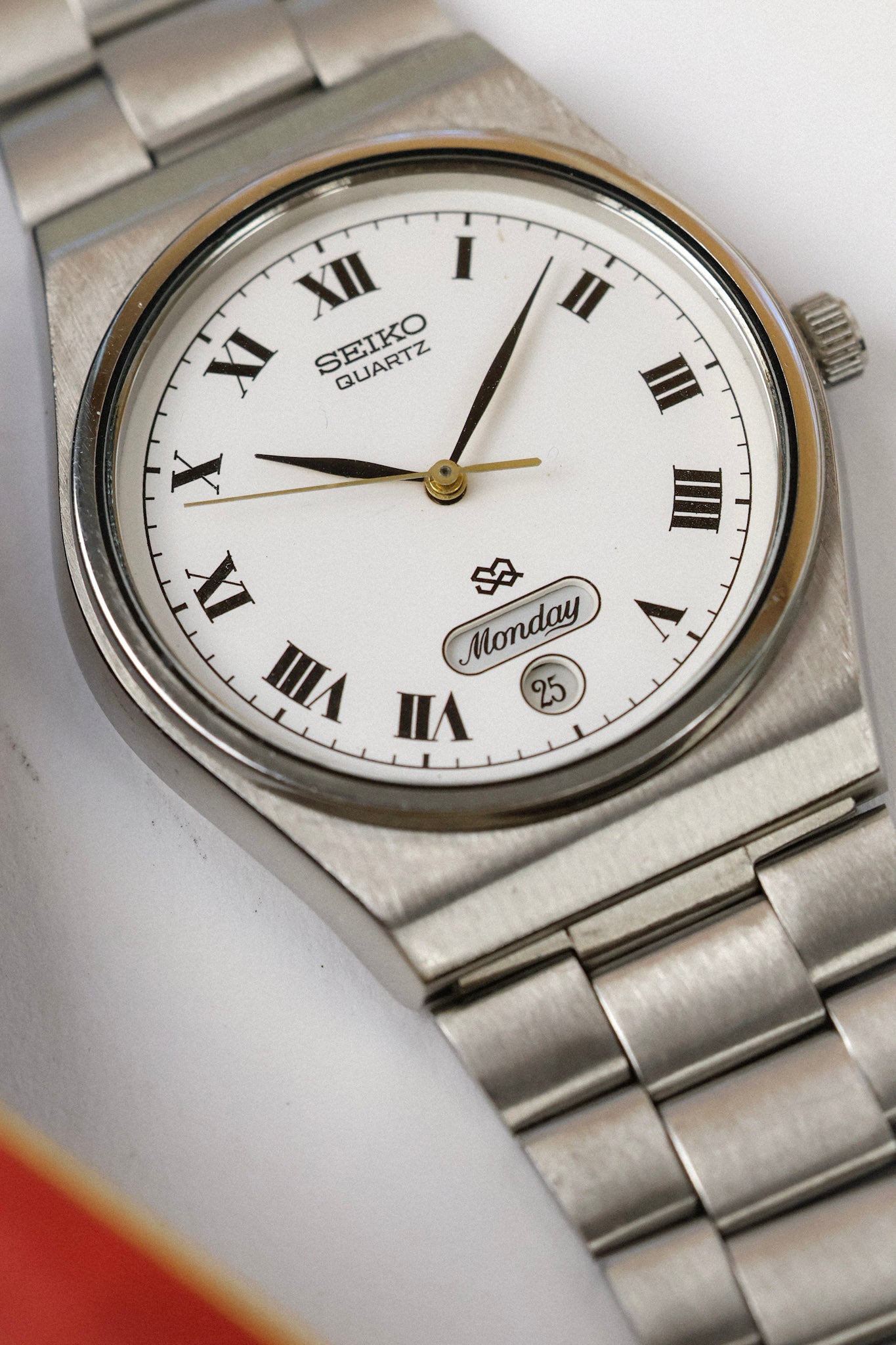 1990 Seiko SQ Steel Roman Script Day-Date