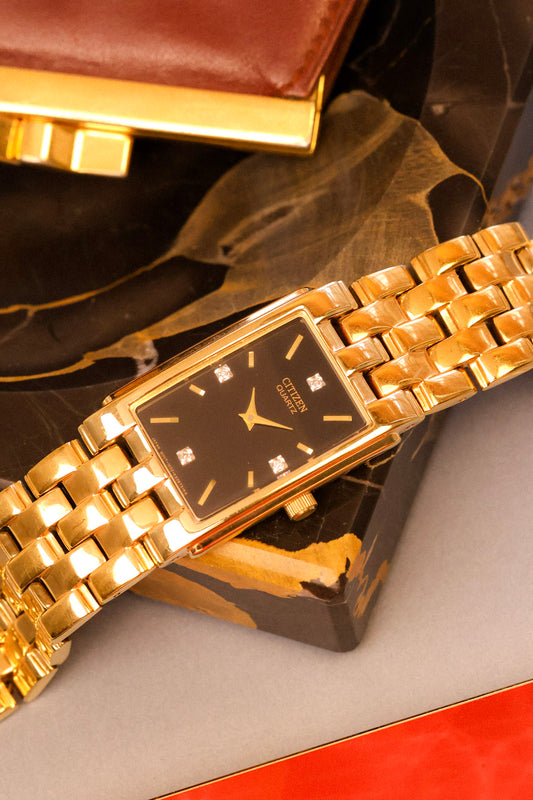 1984 Citizen Golden Diamond Dial Cuff