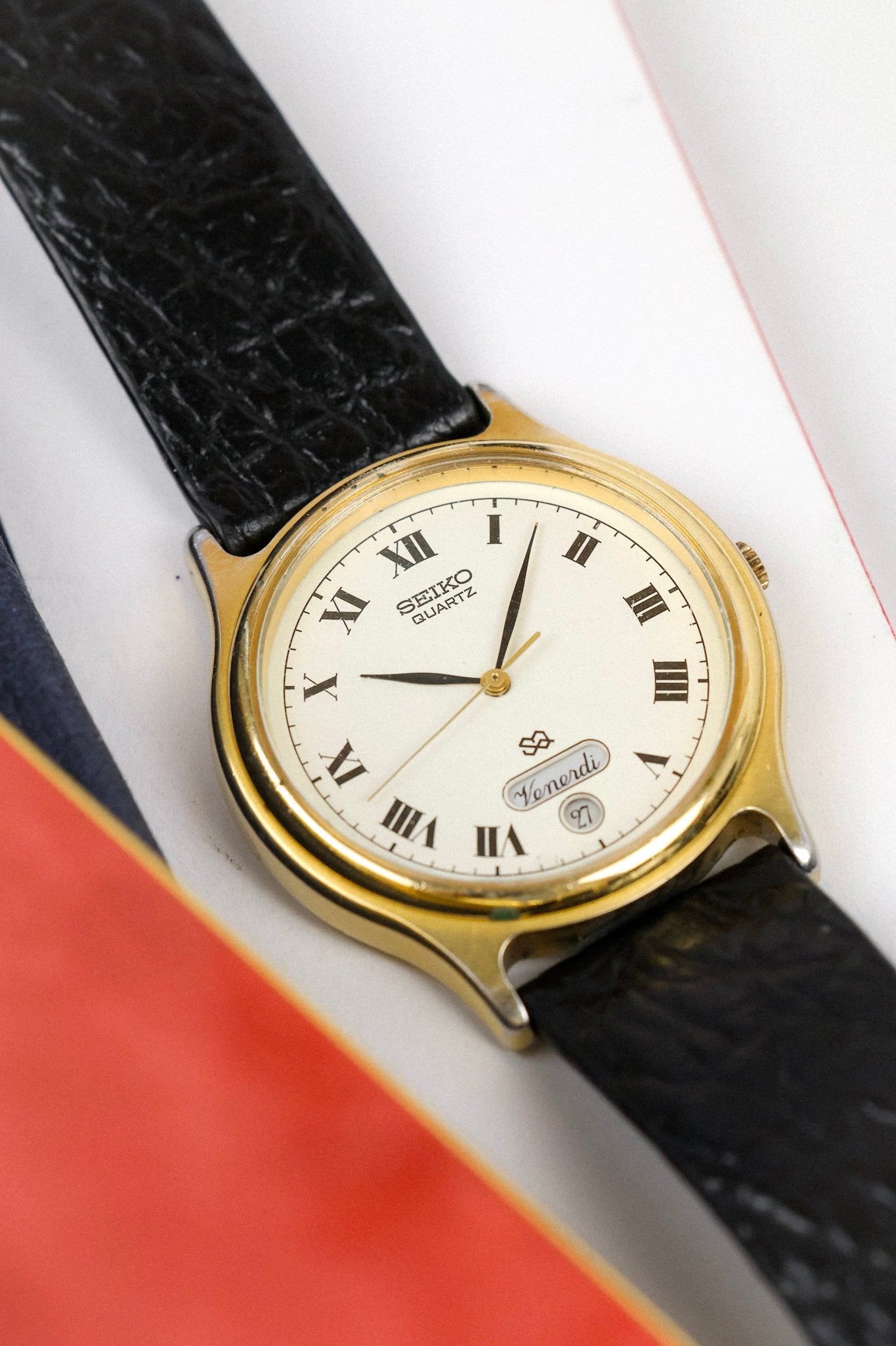 1988 Seiko SQ Roman Script Day-Date (Italian Days of the Week)