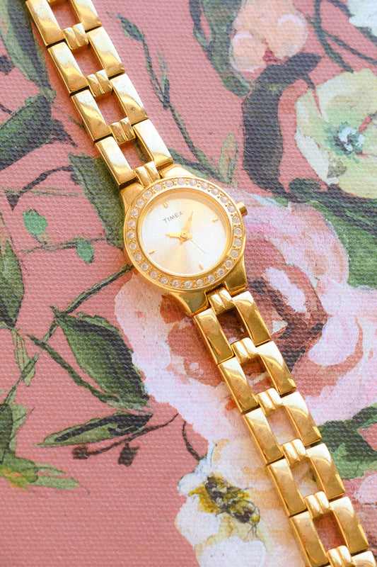 2001 Timex Gold Tone Diamond Bezel