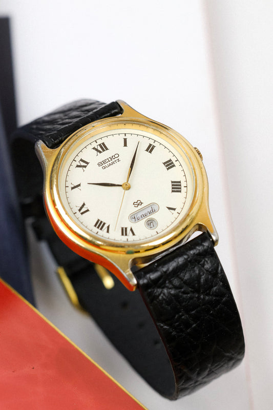 1988 Seiko SQ Roman Script Day-Date (Italian Days of the Week)