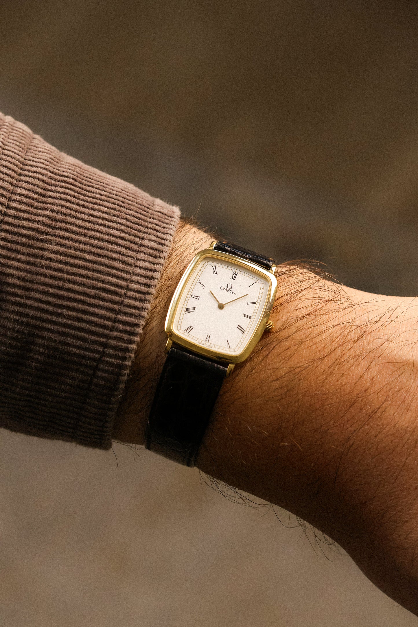 1980s Omega De Ville Quartz Roman Ellipse