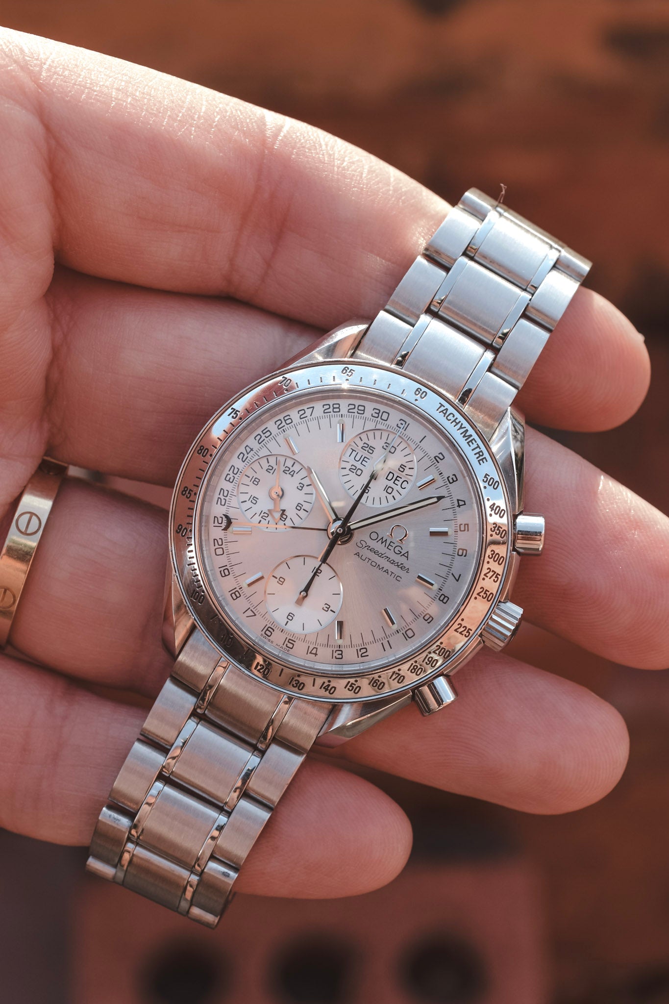 90s Omega Speedmaster Silver Triple Calendar