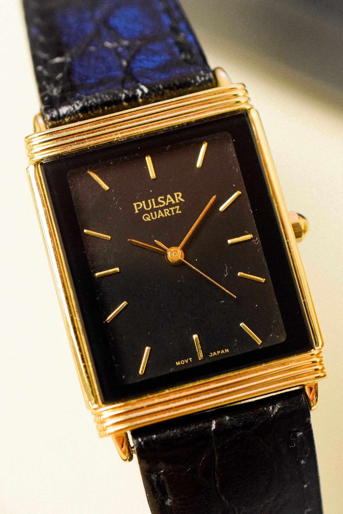 1990s Pulsar Black Dial "Baby JLC" - New Old Stock