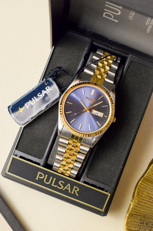 1991 Pulsar Blue Dial Day-Date - New Old Stock