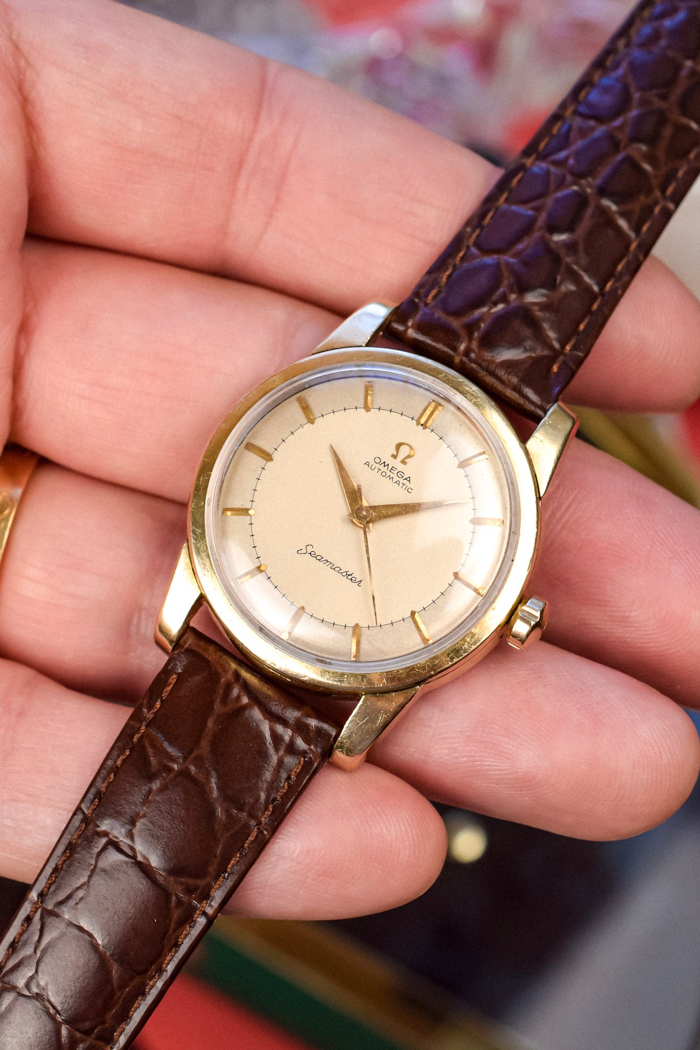 1950s Omega Seamaster No Lume Automatic Gold Capped