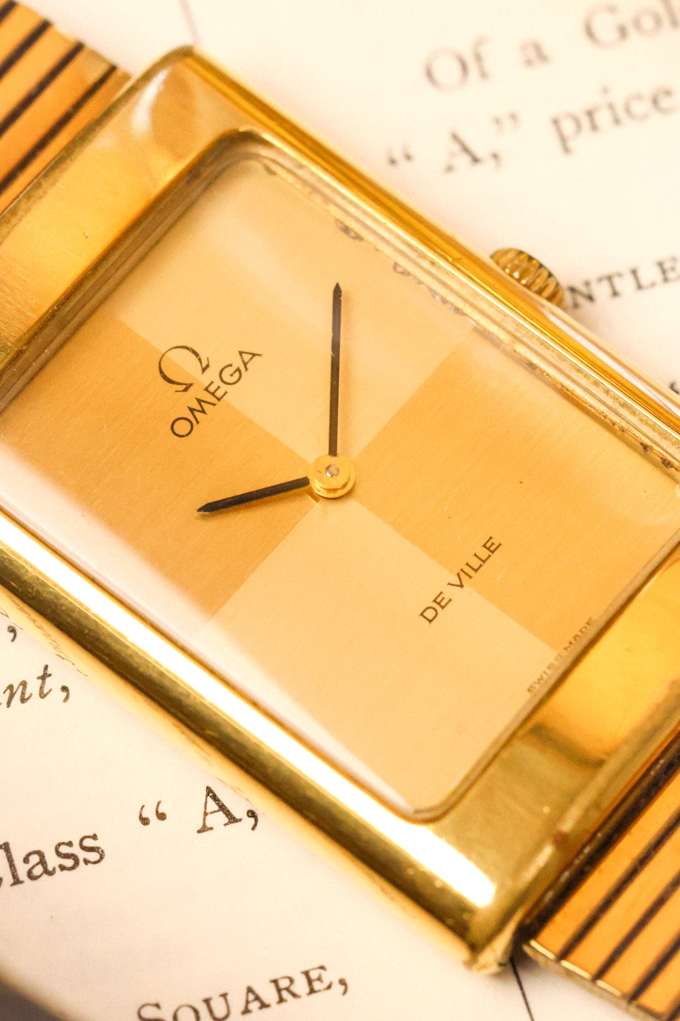 1970s Omega De Ville Golden Quadrant Jumbo Tank