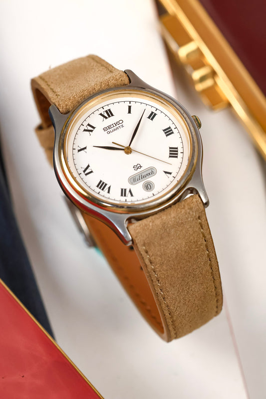 1988 Seiko SQ Two Toned Roman Script Day-Date (German Days of the Week)