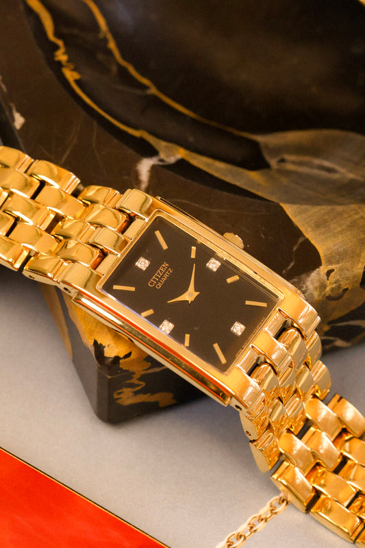1984 Citizen Golden Diamond Dial Cuff